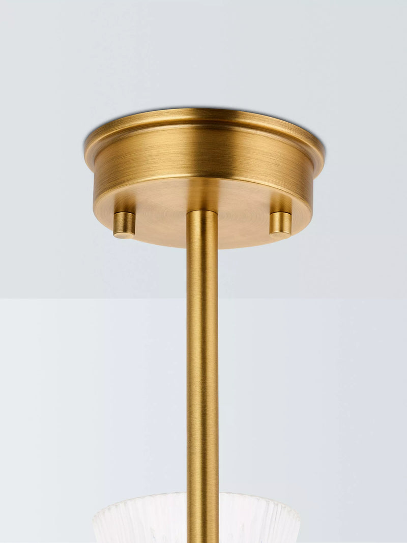 John Lewis semi-flush ceiling light antique brass ribbed glass (British brand)
