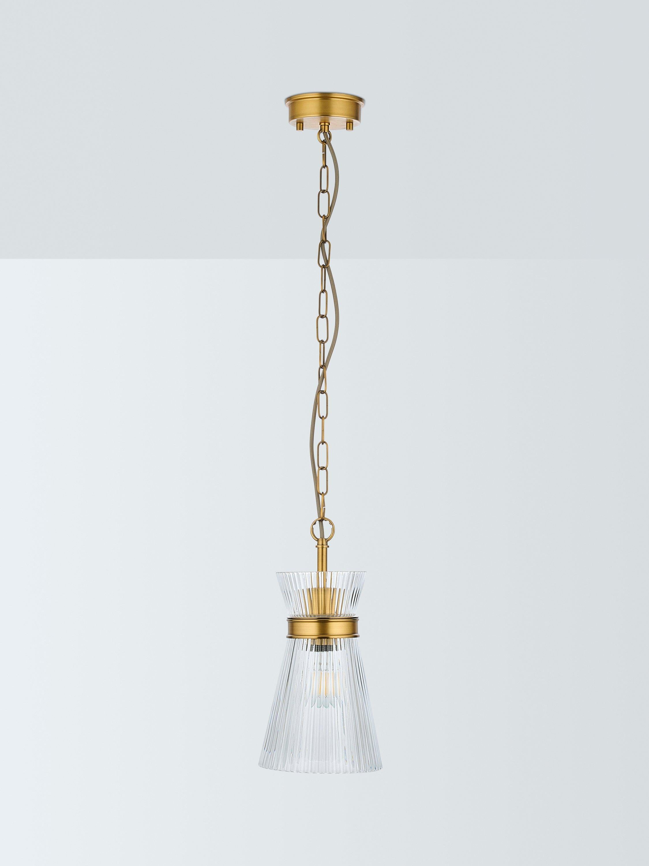 John Lewis pendant light ribbed glass antique brass - British product