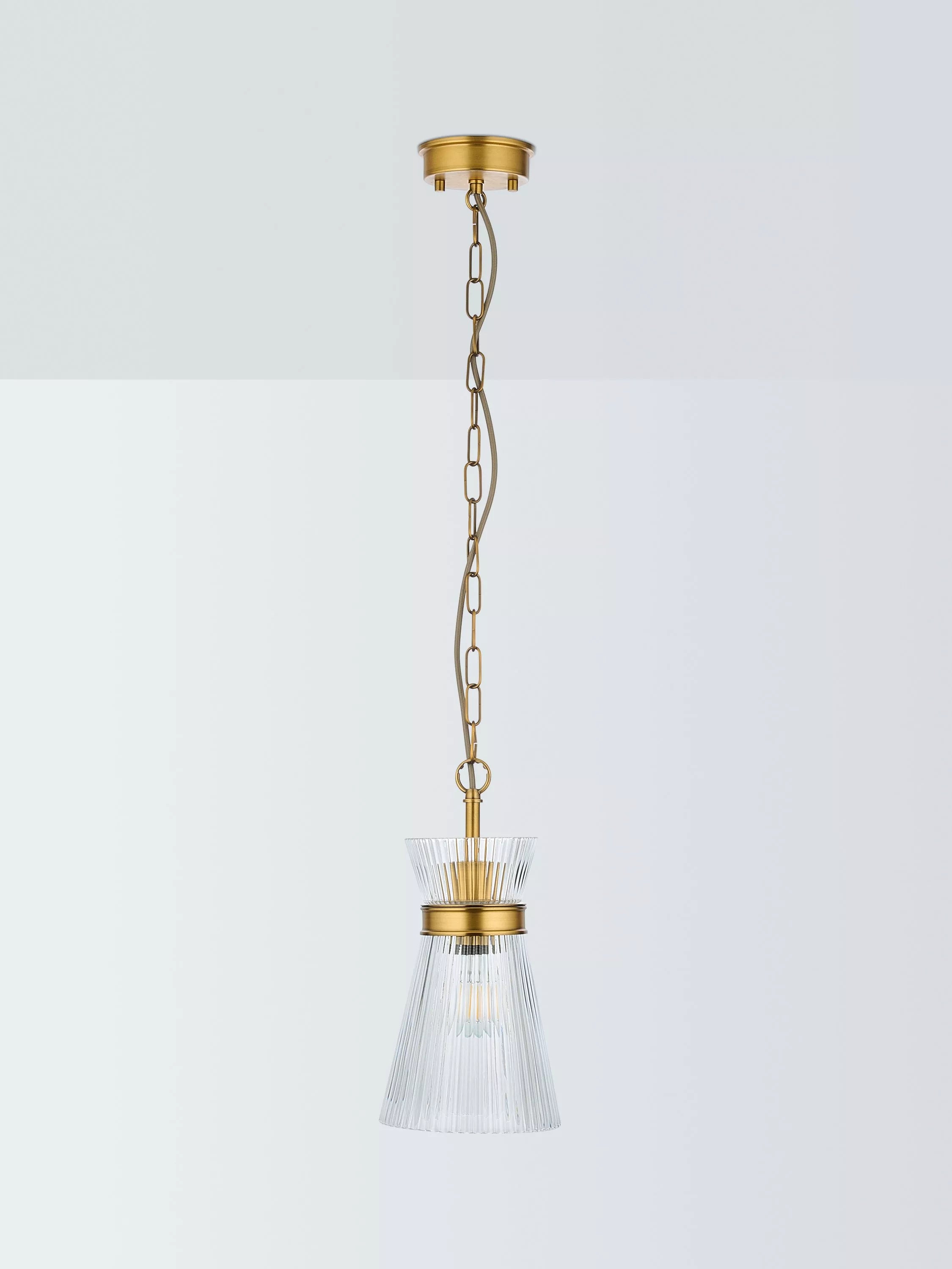 John Lewis pendant light ribbed glass antique brass - British product
