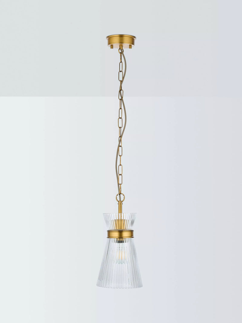 John Lewis pendant light ribbed glass antique brass - British product
