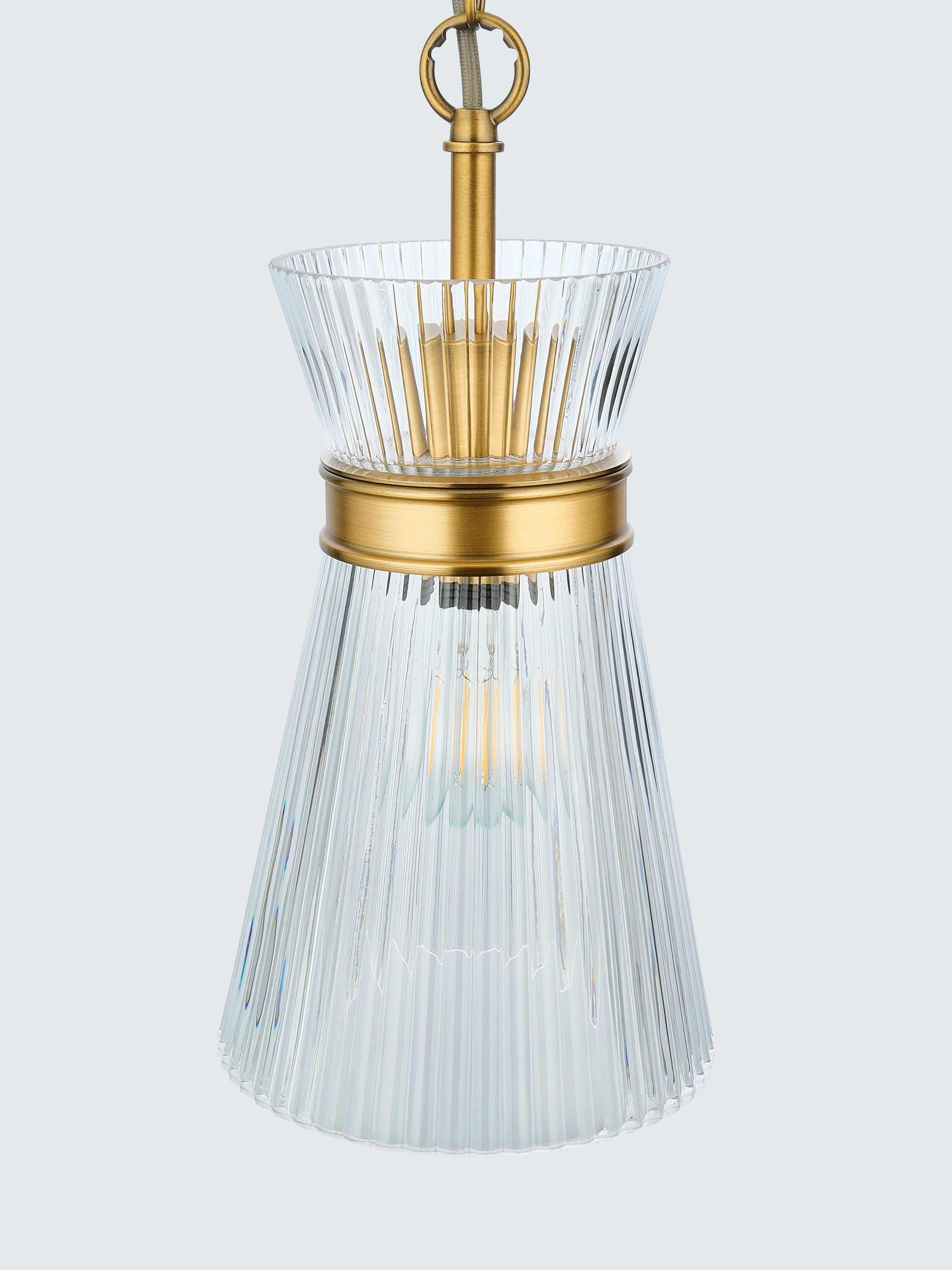 John Lewis pendant light ribbed glass antique brass - British product
