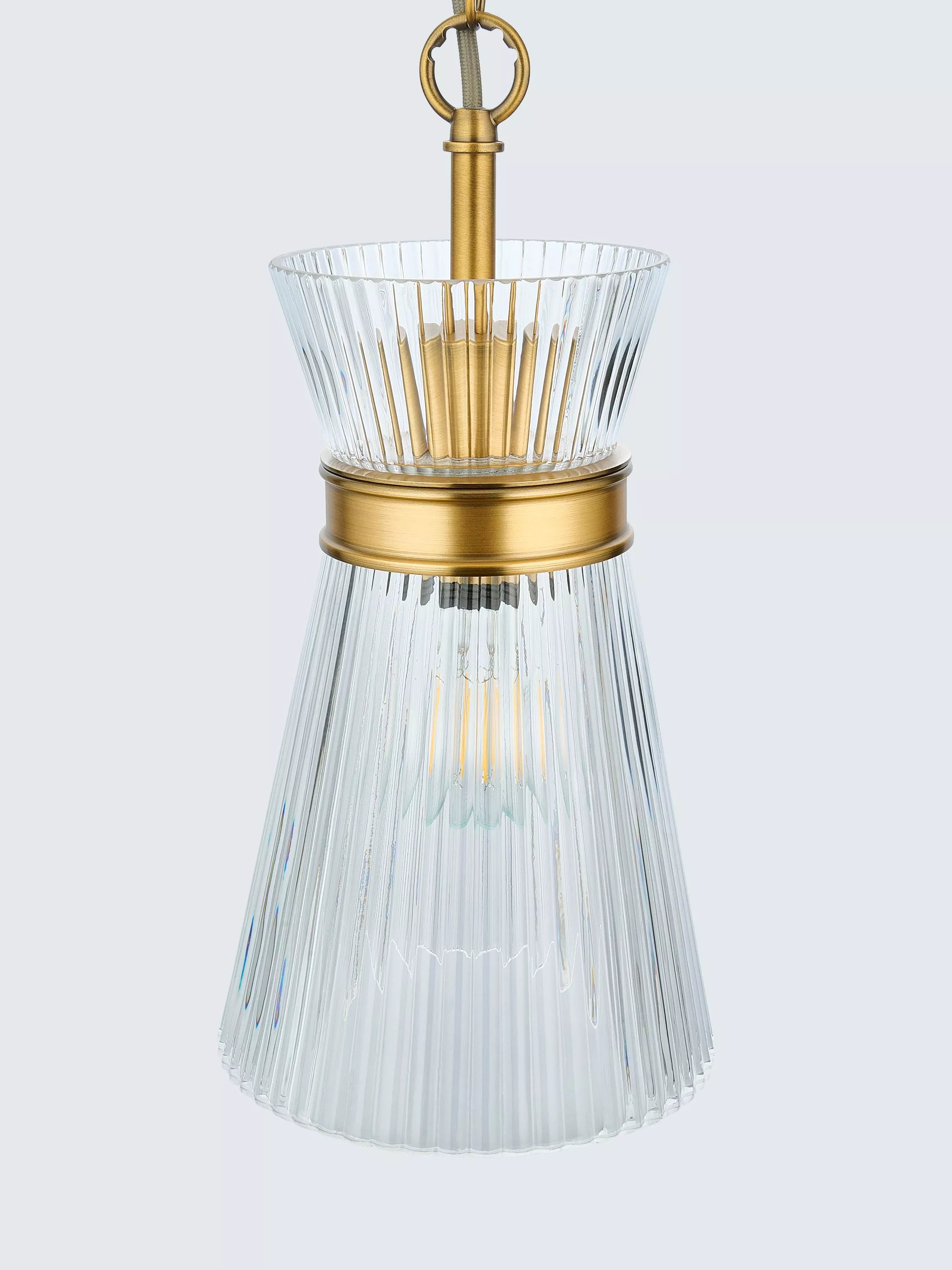 John Lewis pendant light ribbed glass antique brass - British product