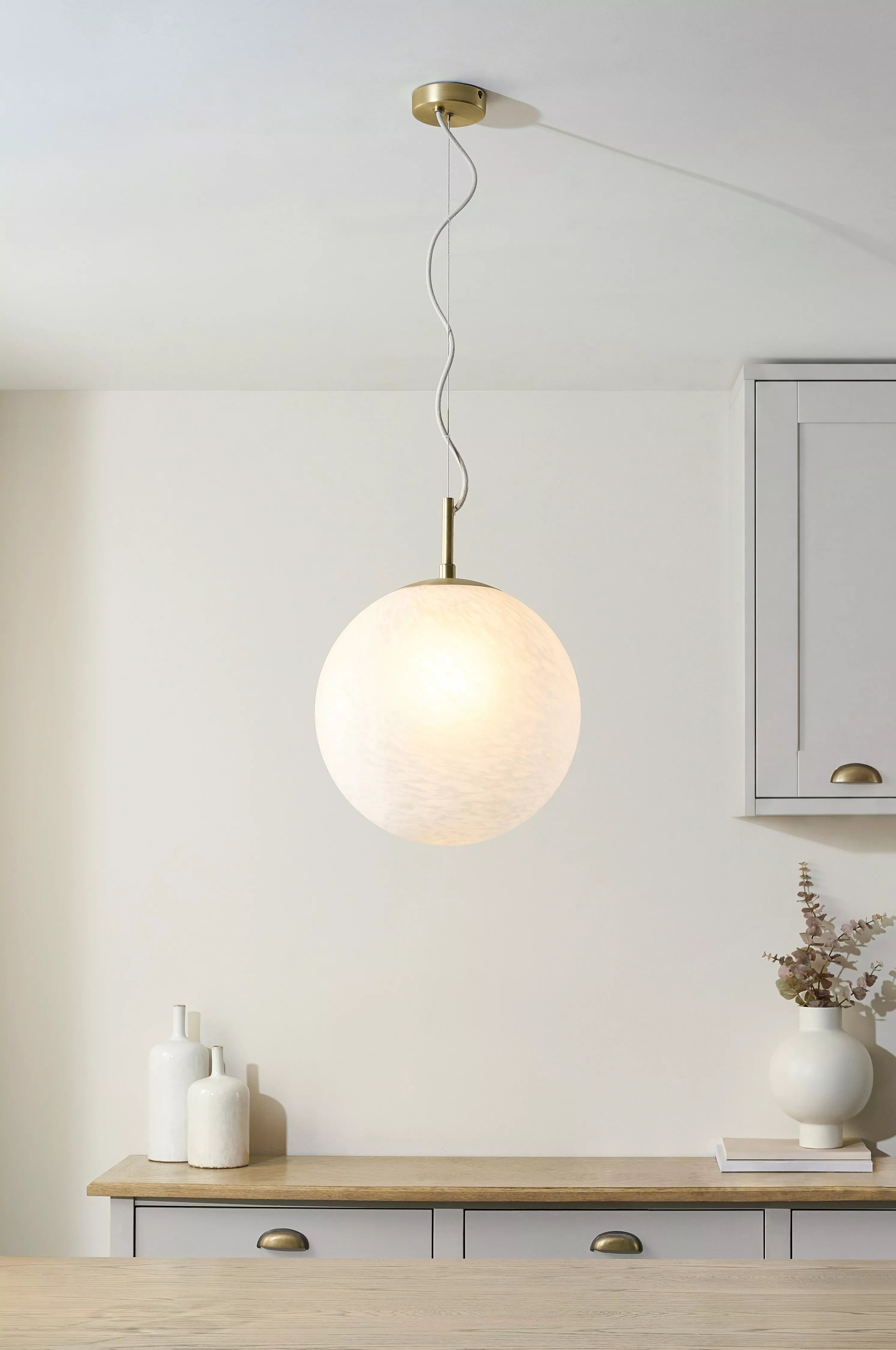 John Lewis Modern Moon pendant light frosted confetti glass (British brand)