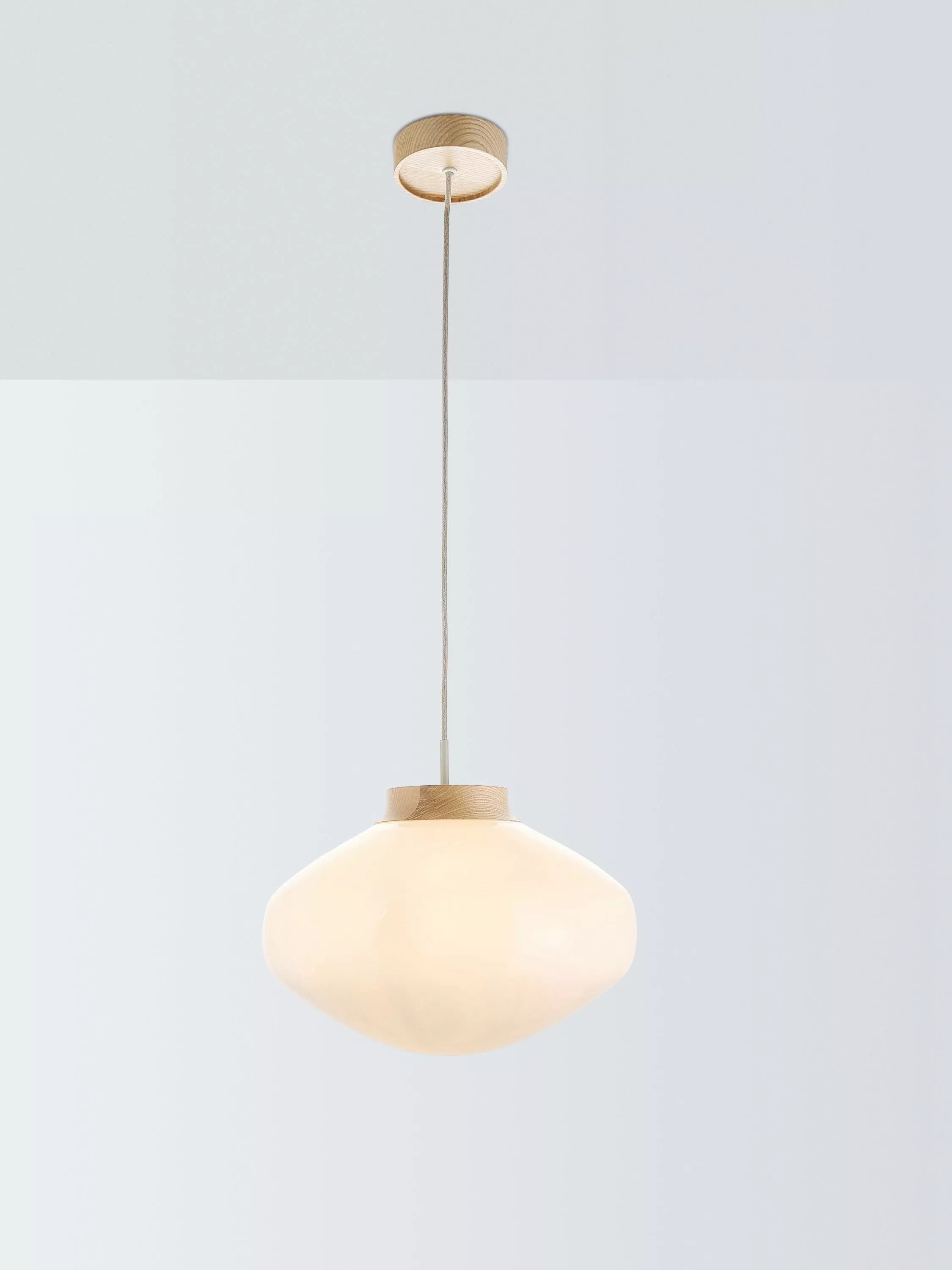 John Lewis Temple pendant ceiling light oak wood effect, imported from the UK
