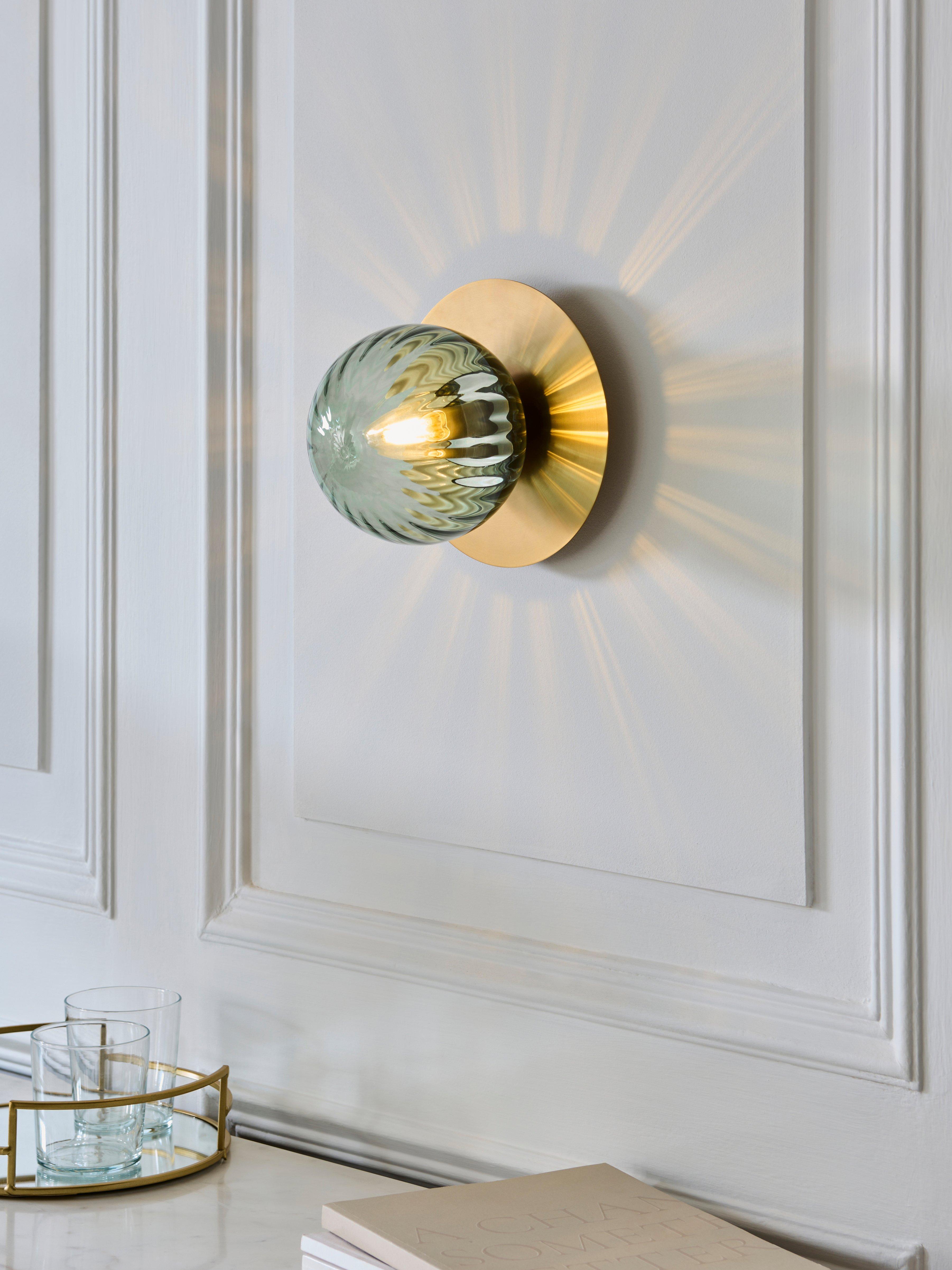 John Lewis ribbed glass globe wall light rosemary green, UK version