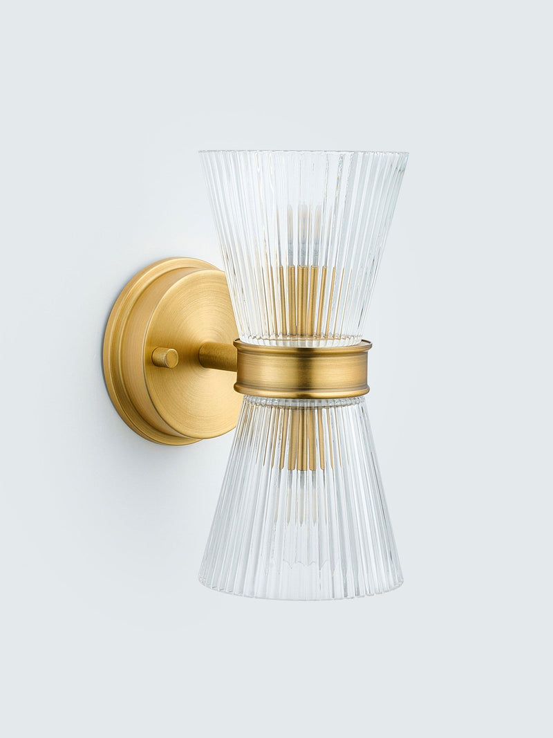 John Lewis Cuthbert ribbed glass wall light antique brass (British brand)