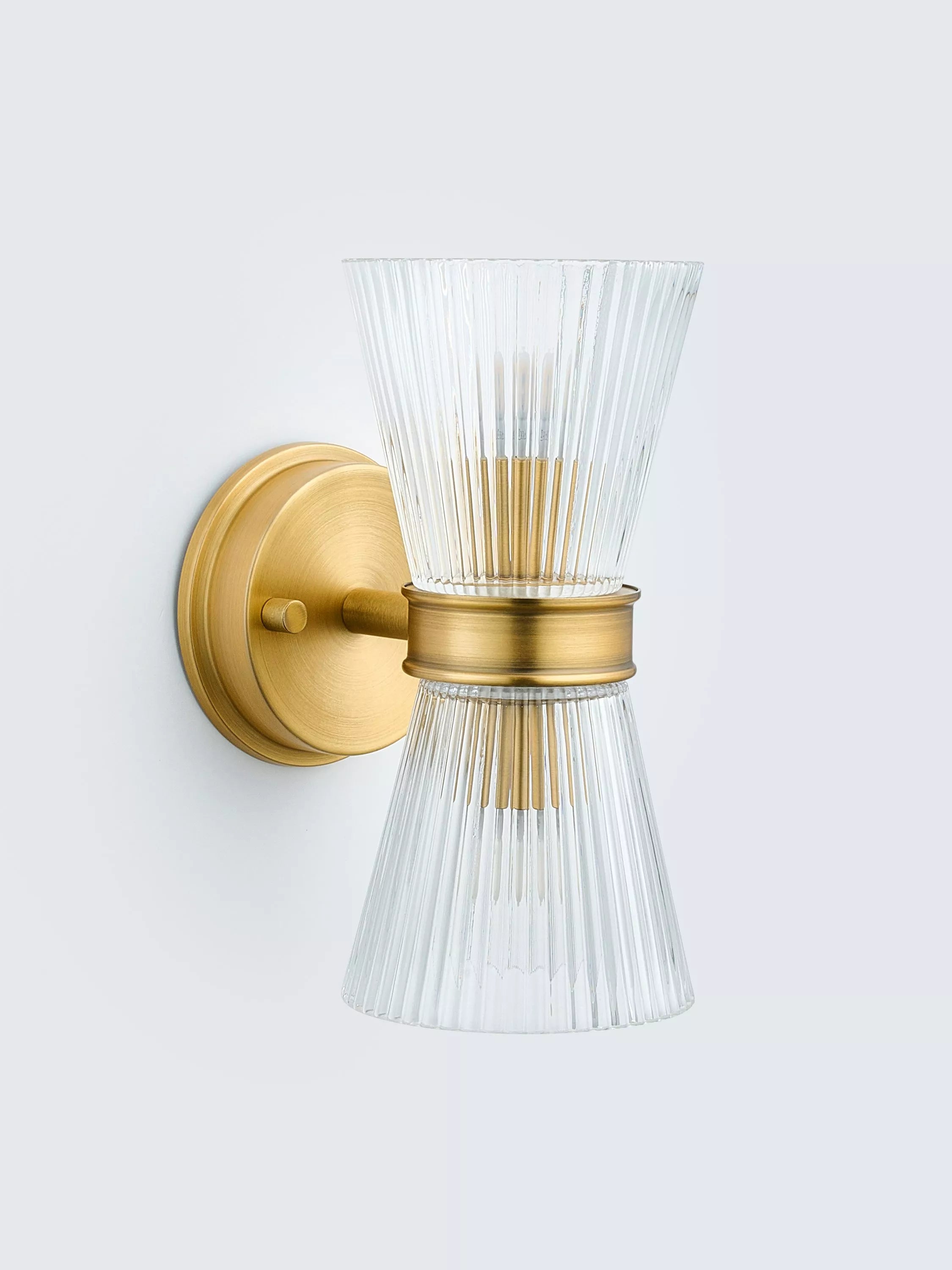 John Lewis Cuthbert ribbed glass wall light antique brass (British brand)