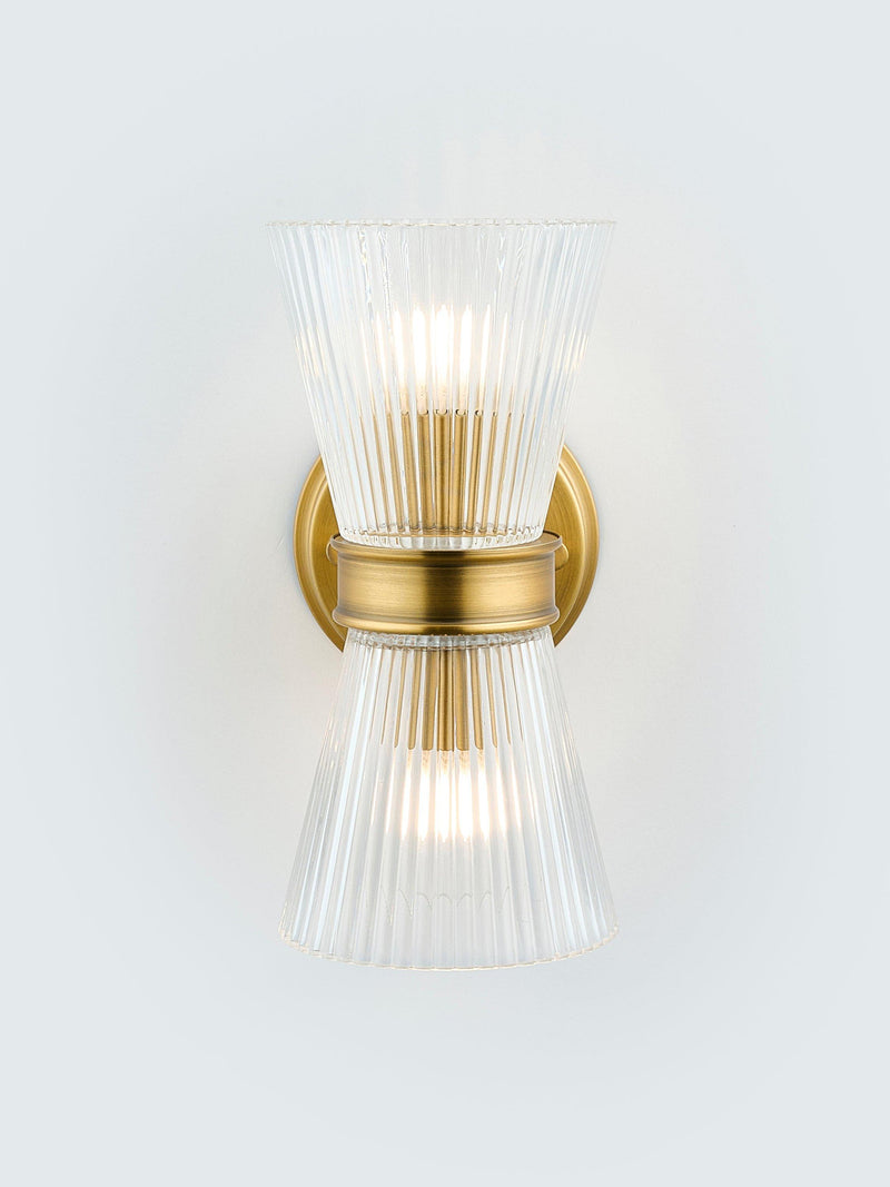 John Lewis Cuthbert ribbed glass wall light antique brass (British brand)