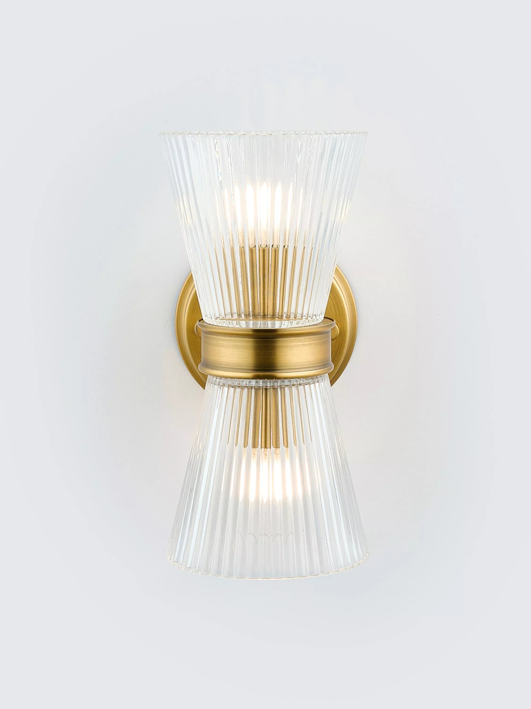 John Lewis Cuthbert ribbed glass wall light antique brass (British brand)