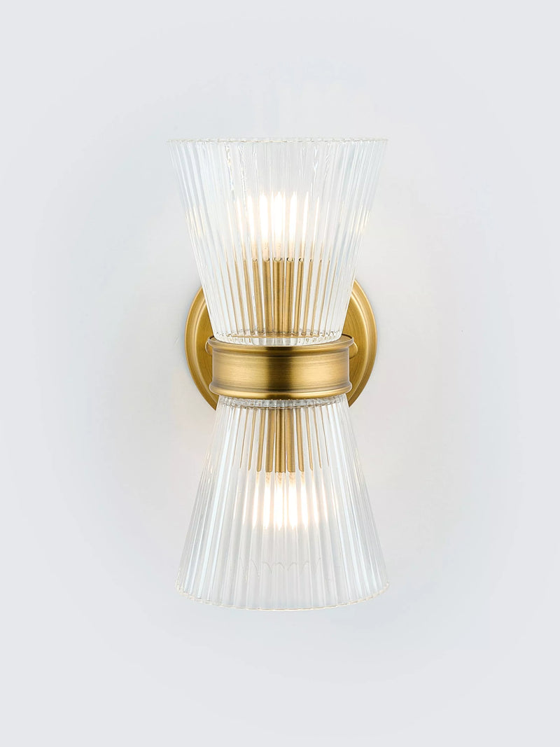 John Lewis Cuthbert ribbed glass wall light antique brass (British brand)