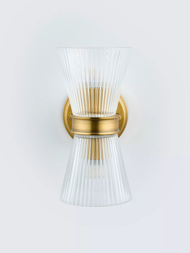 John Lewis Cuthbert ribbed glass wall light antique brass (British brand)
