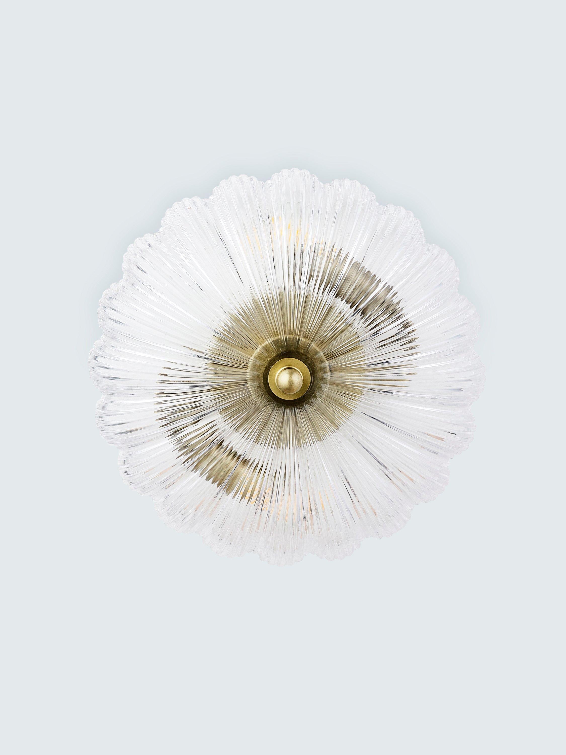 John Lewis Lily glass ceiling light clear antique brass, imported from the UK