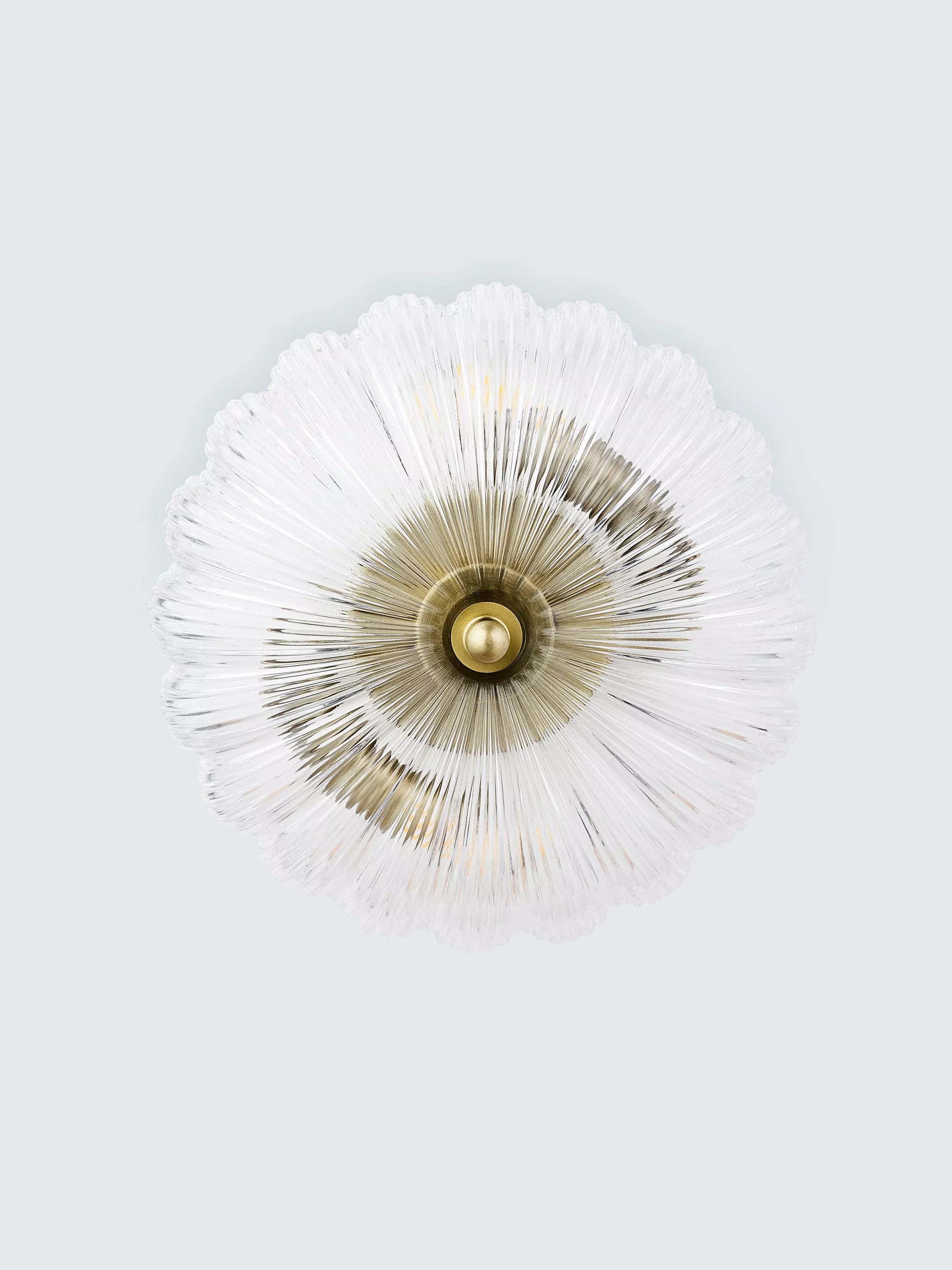 John Lewis Lily glass ceiling light clear antique brass, imported from the UK