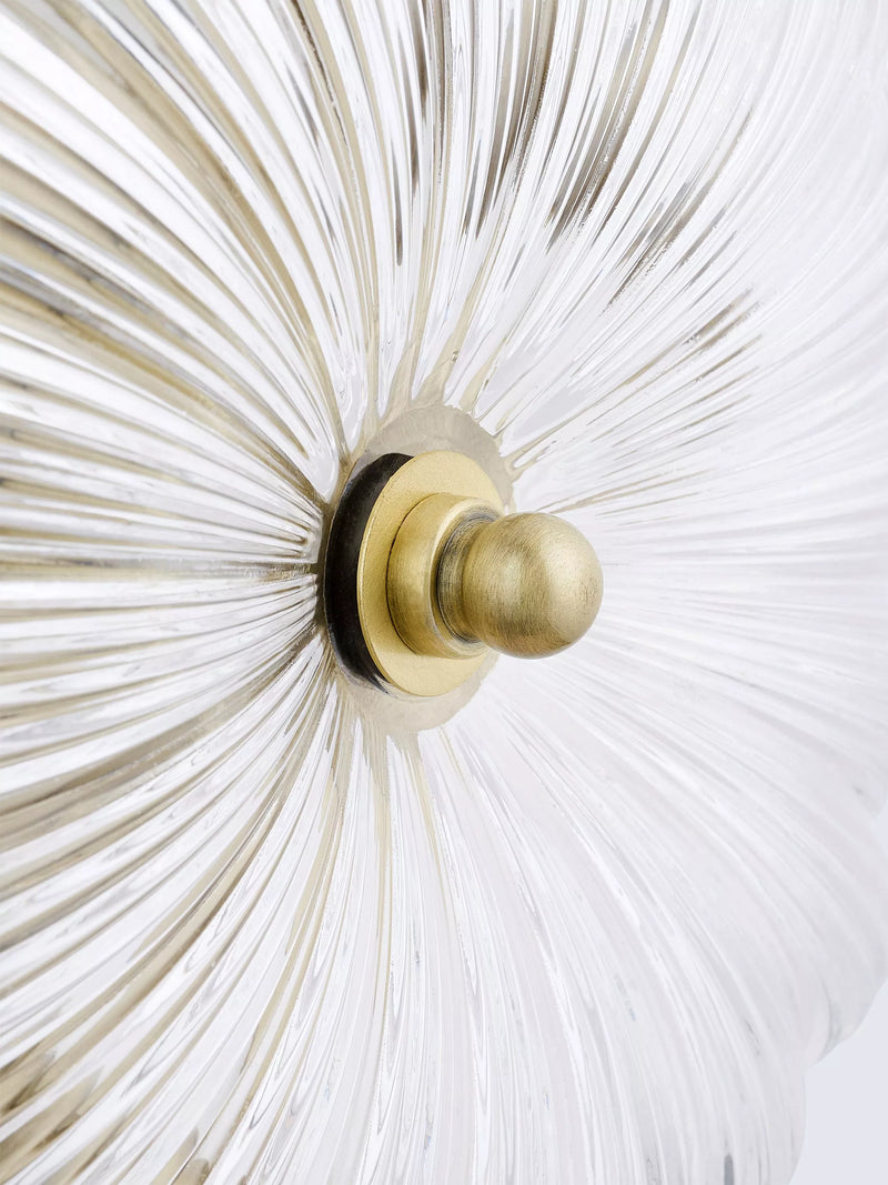 John Lewis Lily glass ceiling light clear antique brass, imported from the UK