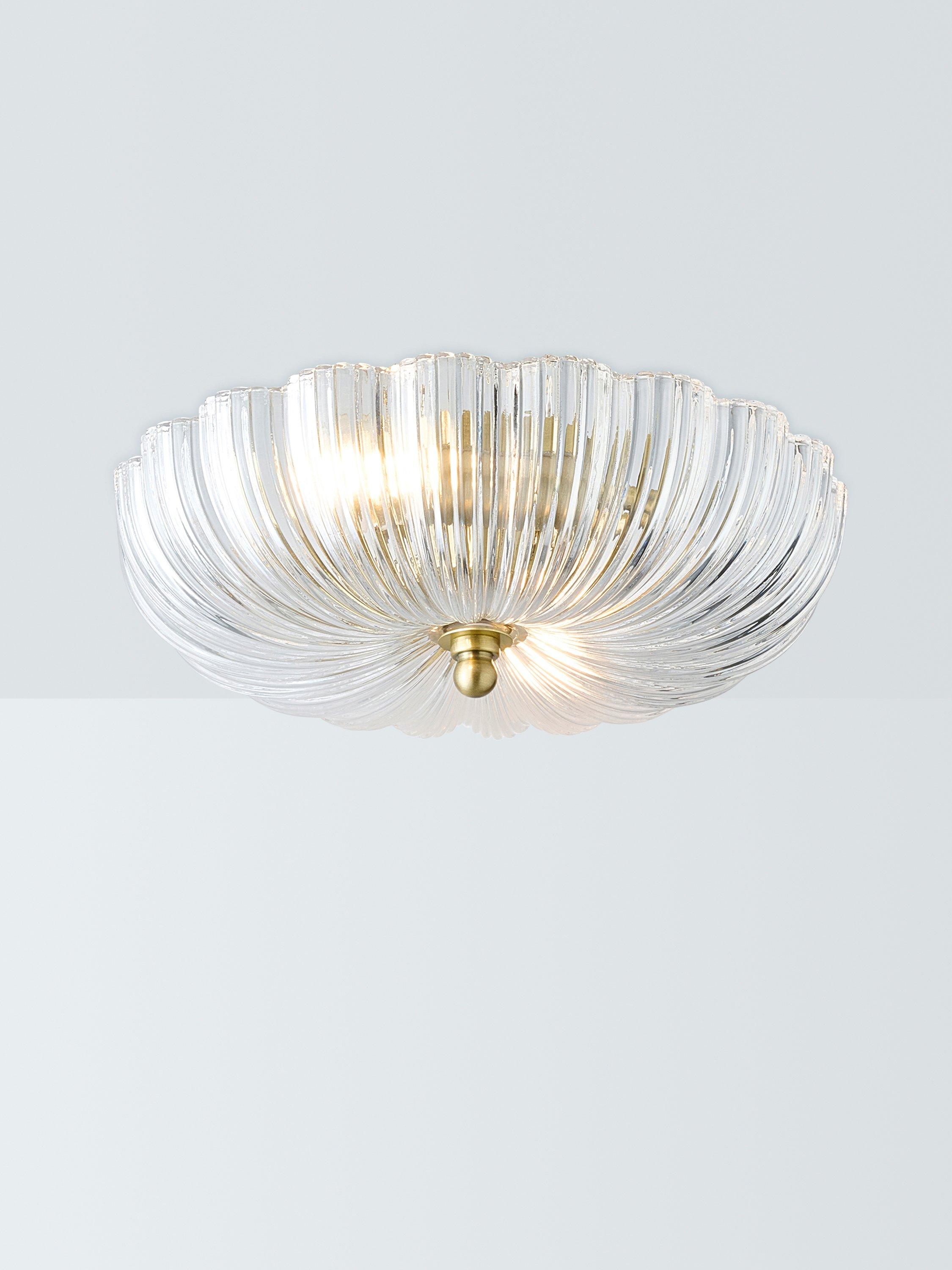 John Lewis Lily glass ceiling light clear antique brass, imported from the UK