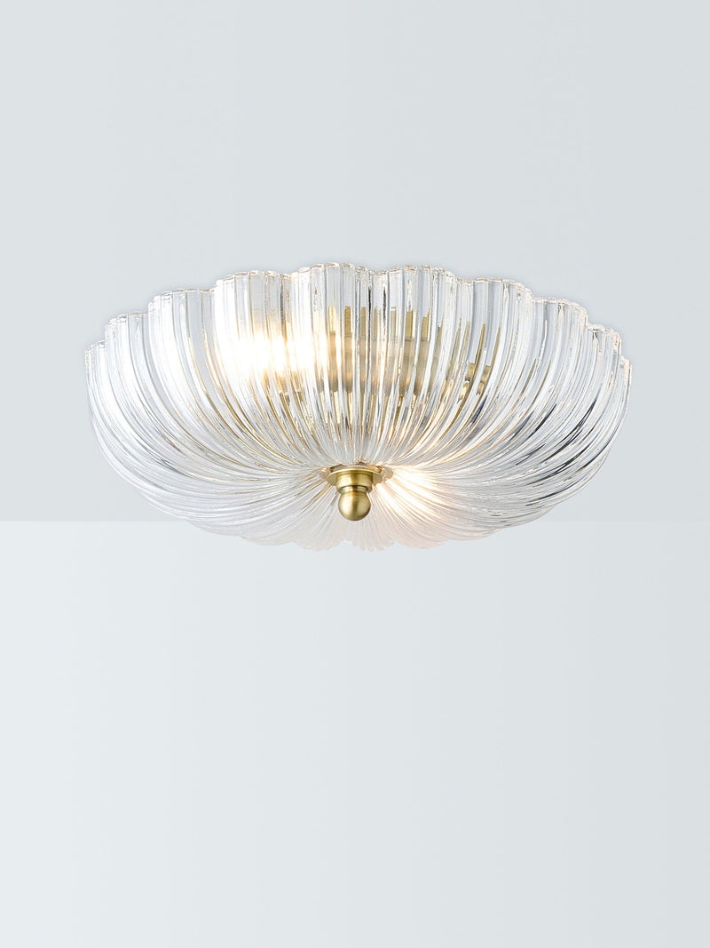 John Lewis Lily glass ceiling light clear antique brass, imported from the UK
