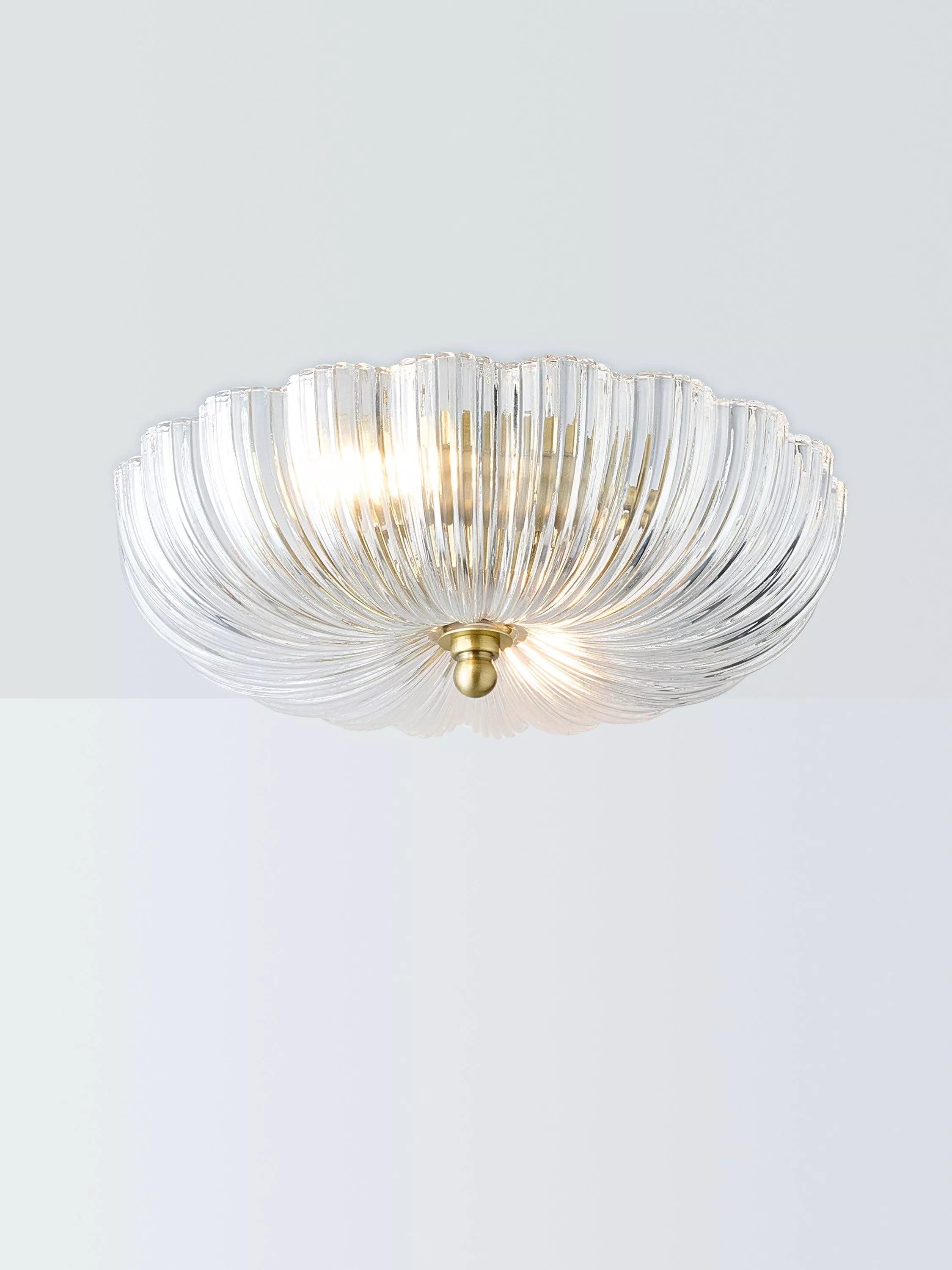 John Lewis Lily glass ceiling light clear antique brass, imported from the UK