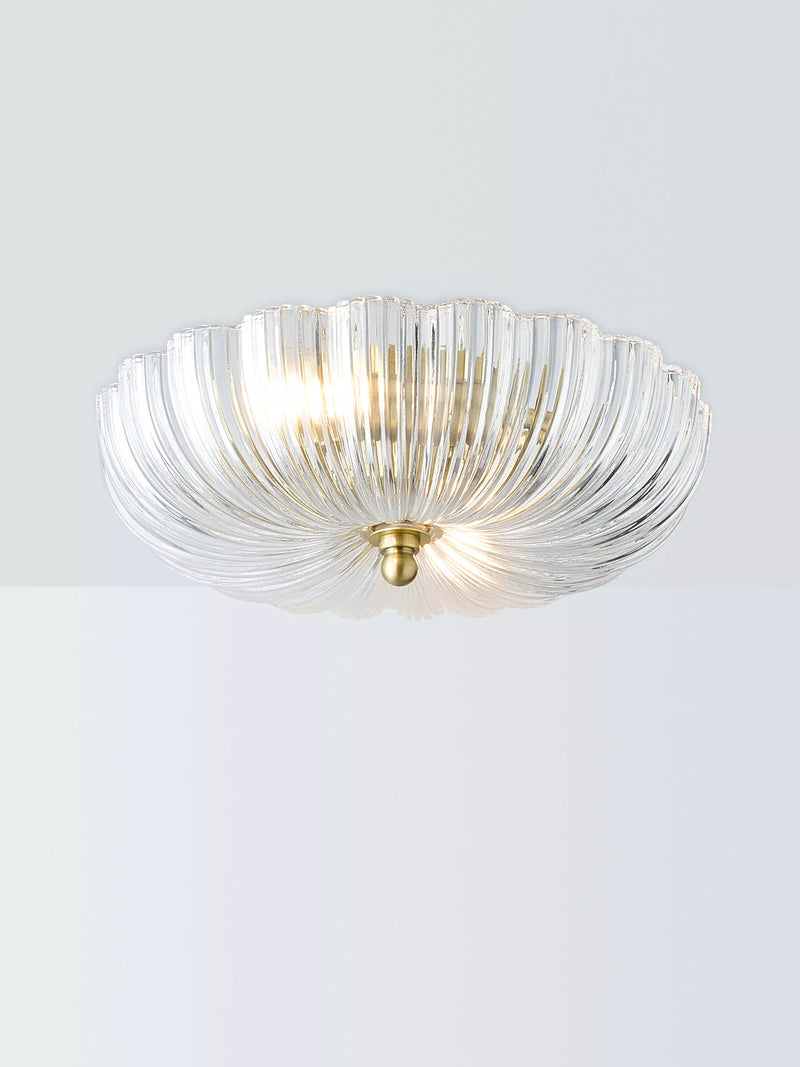 John Lewis Lily glass ceiling light clear antique brass, imported from the UK