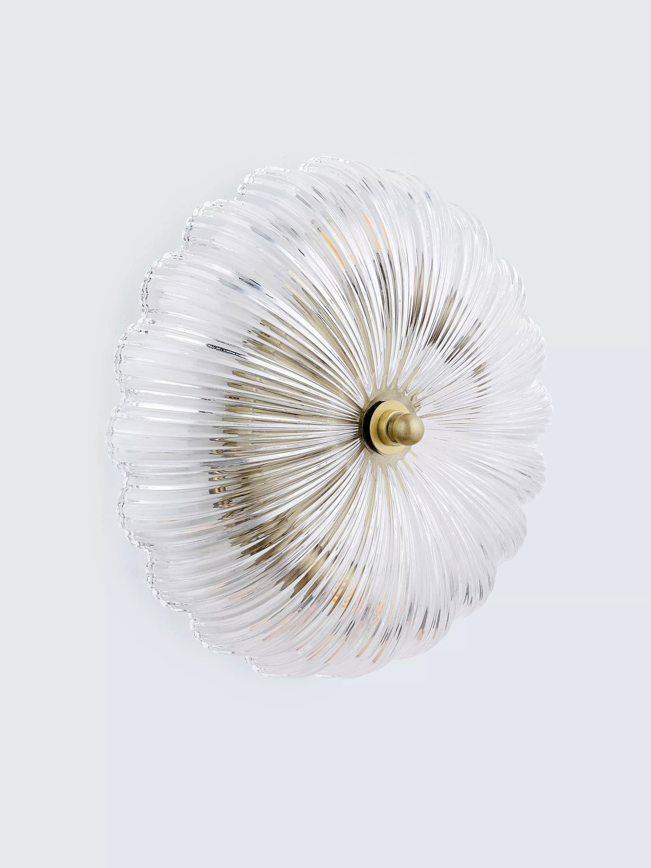 John Lewis Lily glass ceiling light clear antique brass, imported from the UK