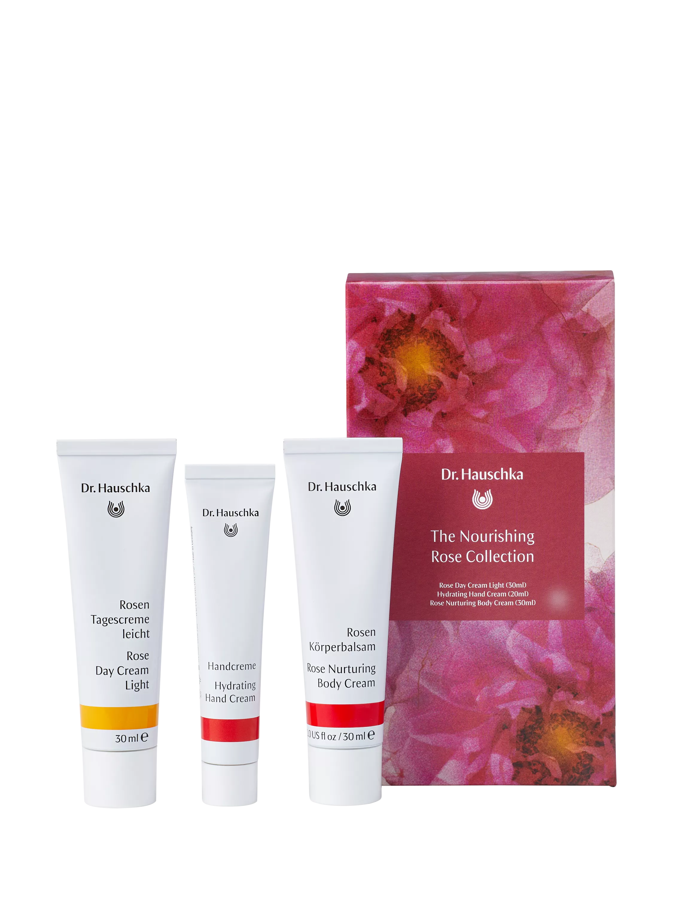 Dr Hauschka Nourishing Rose Collection bodycare gift set, imported from the UK