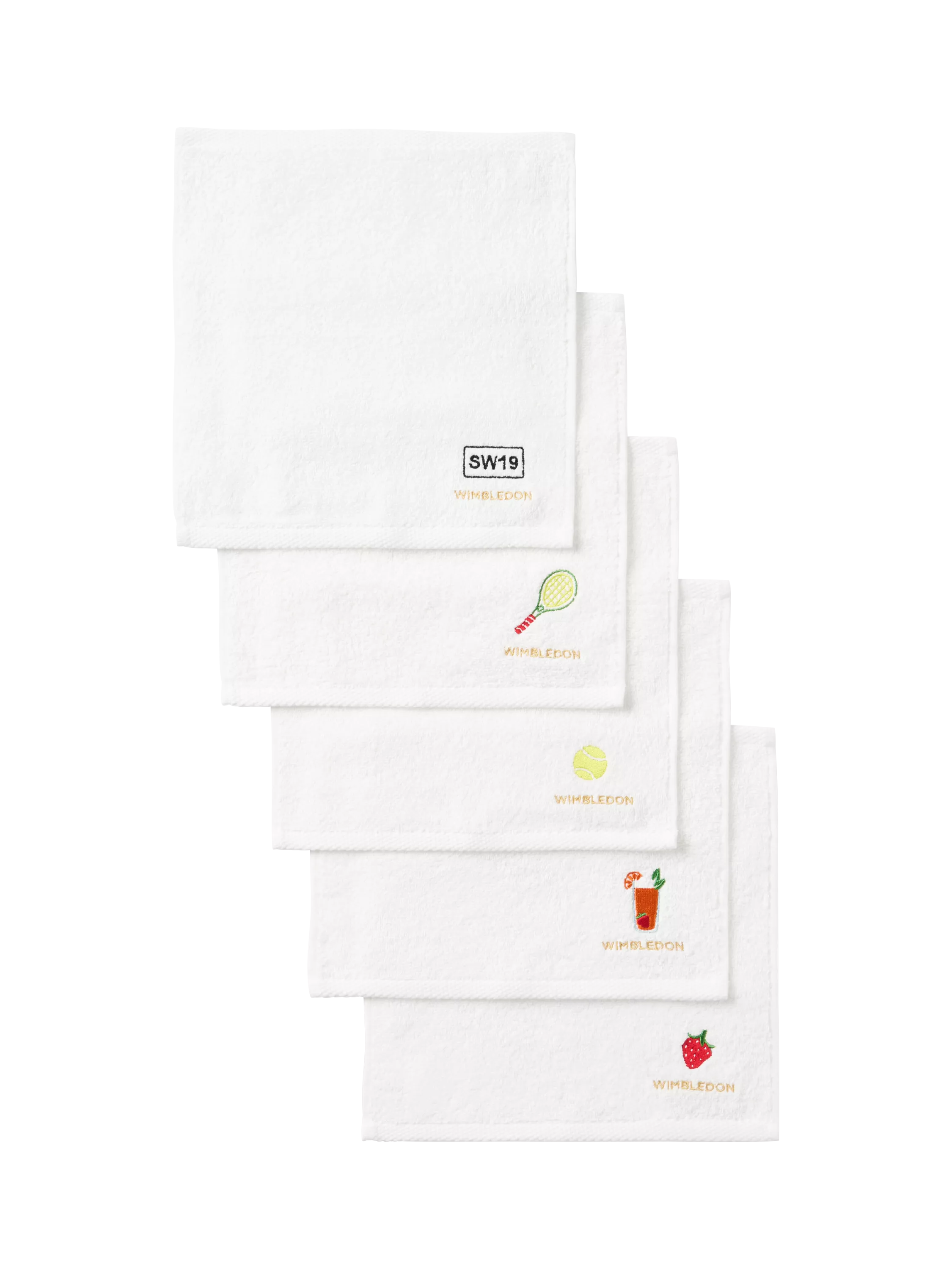 Christy Wimbledon face cloths pack of 5 white cotton, UK version
