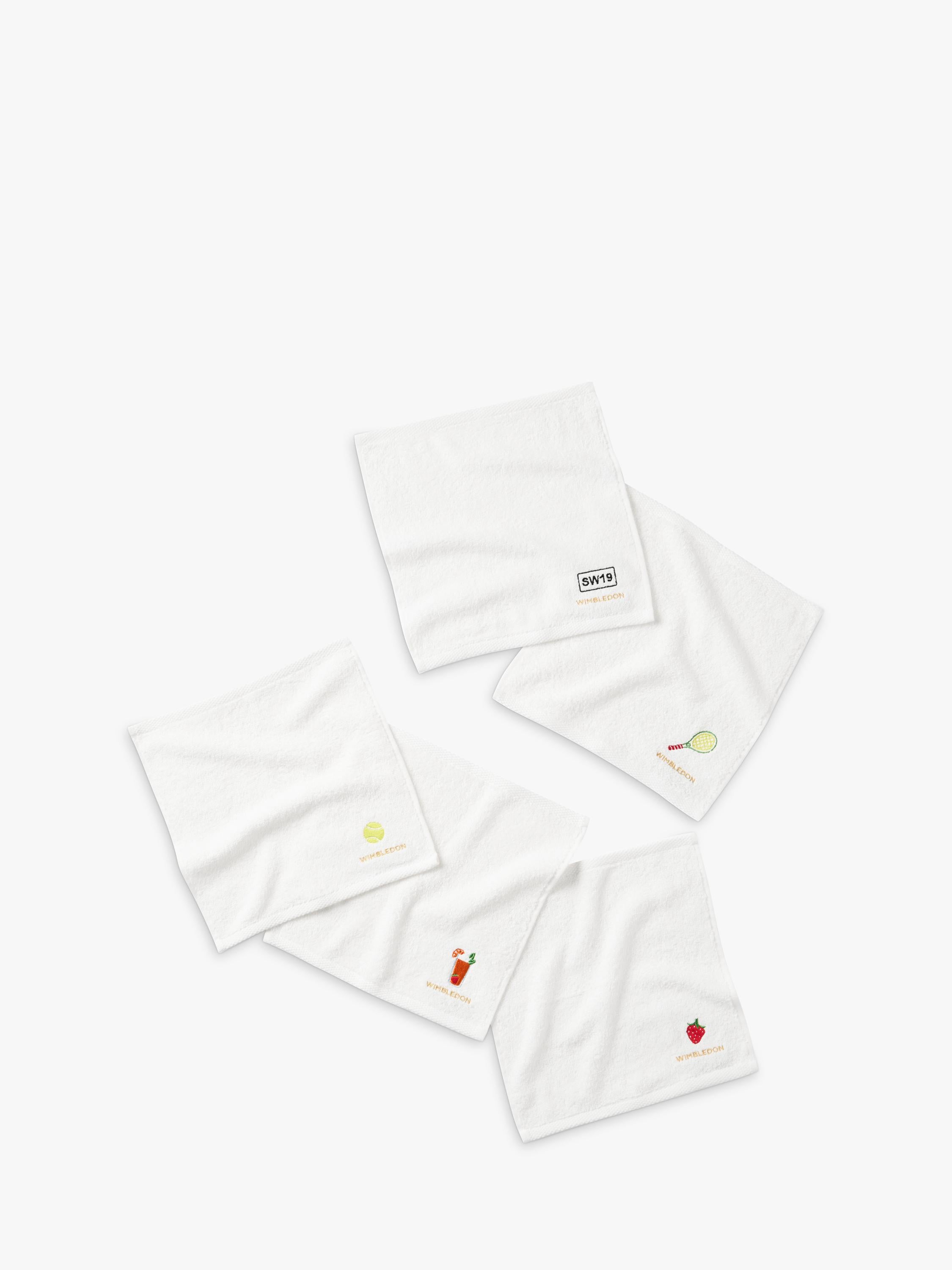 Christy Wimbledon face cloths pack of 5 white cotton, UK version