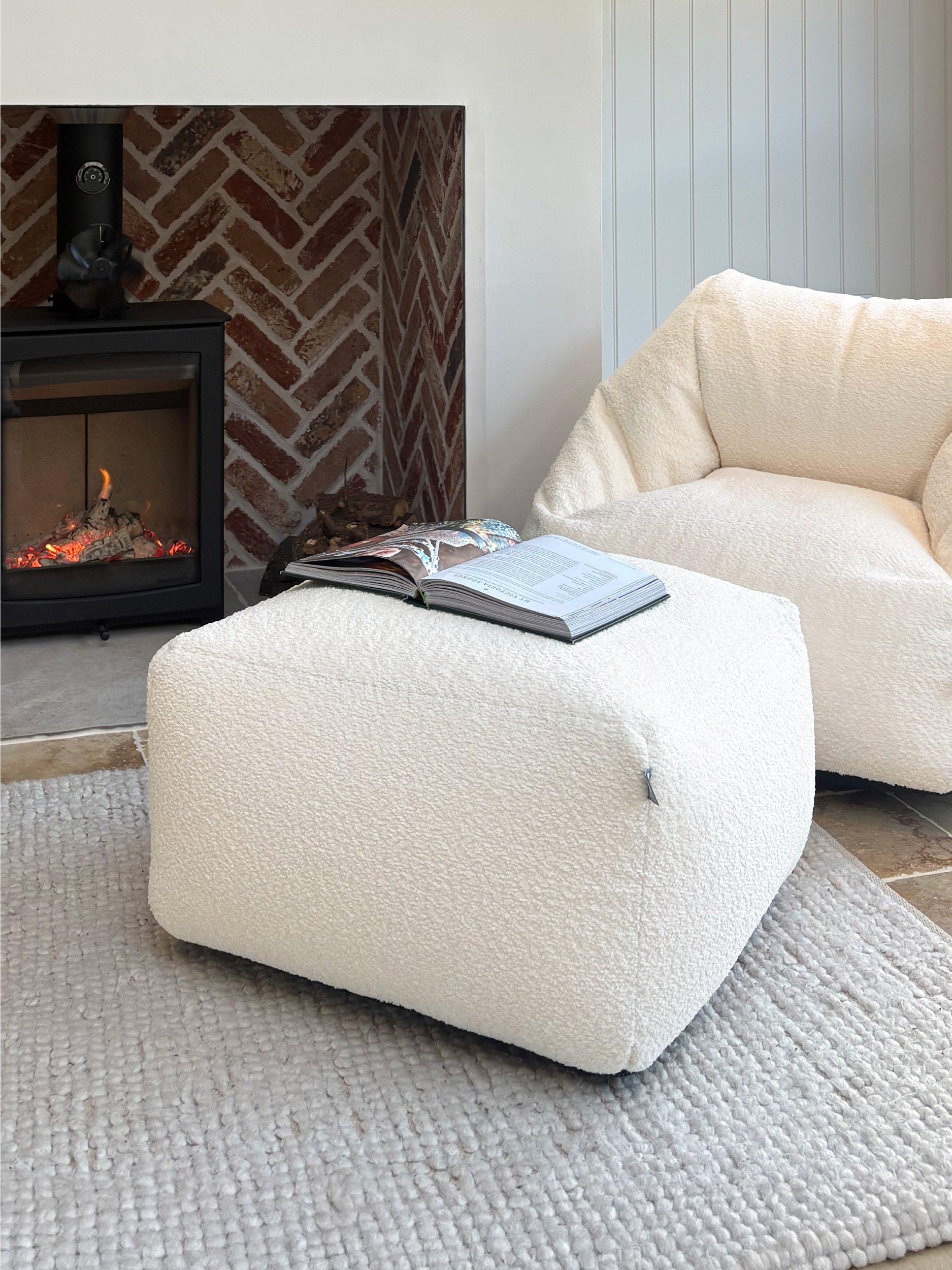 rucomfy cream Ottoman Beanbag, imported from the UK