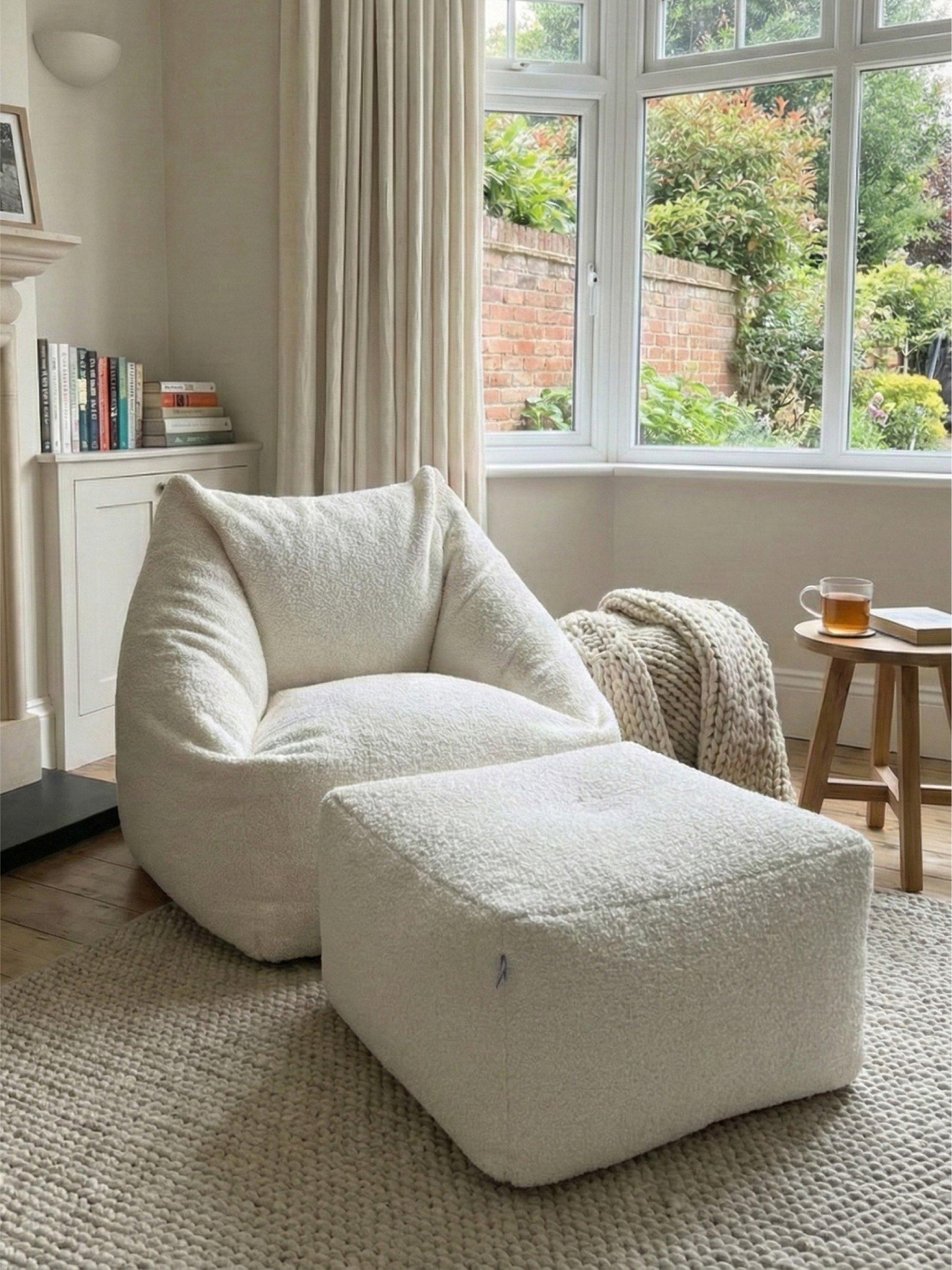 rucomfy cream Ottoman Beanbag, imported from the UK