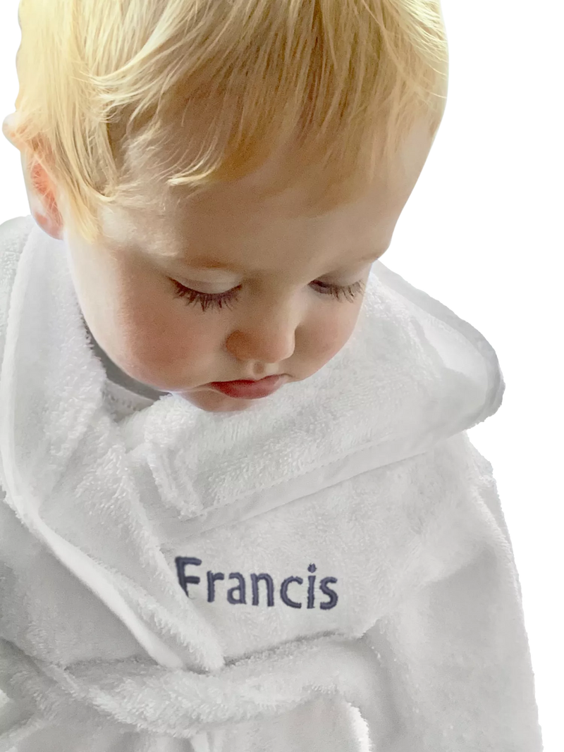 Babyblooms personalised bathrobe and towel set white pink, UK version