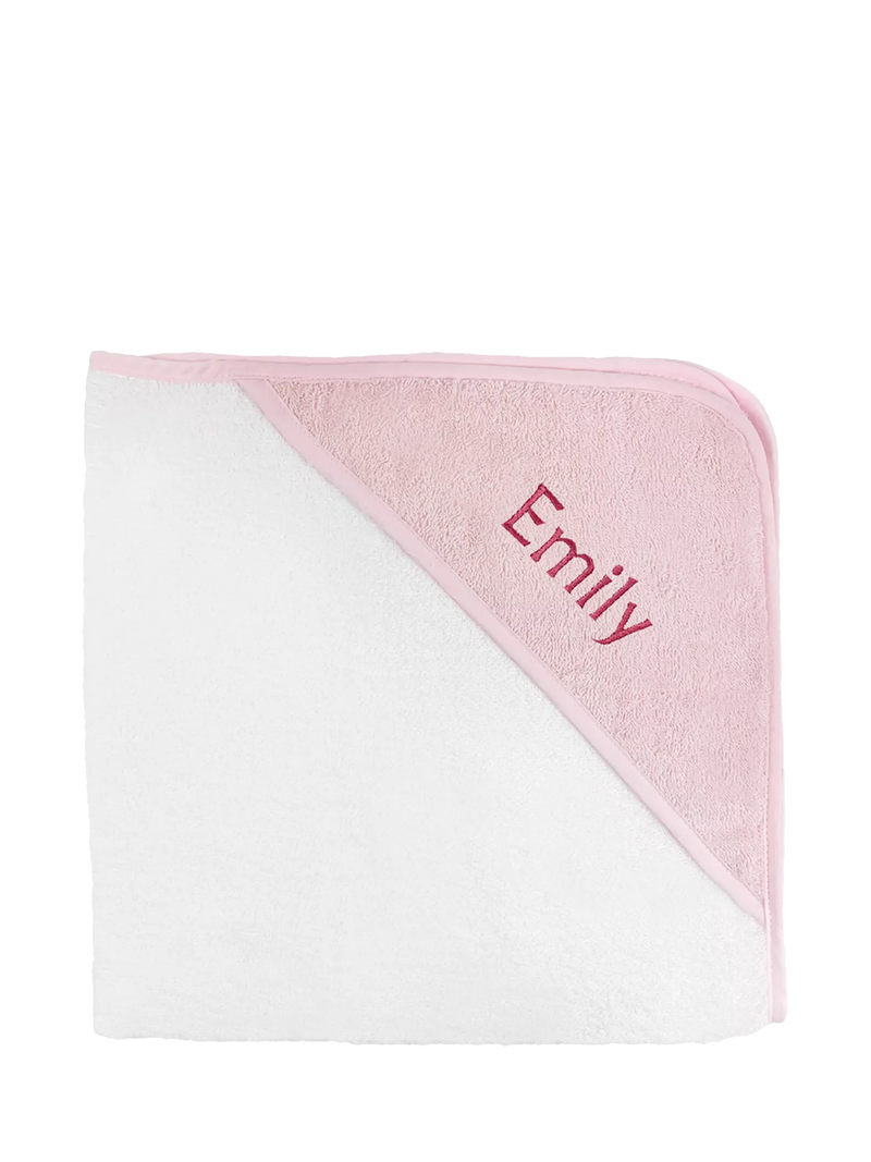 Babyblooms personalised bathrobe and towel set white pink, UK version