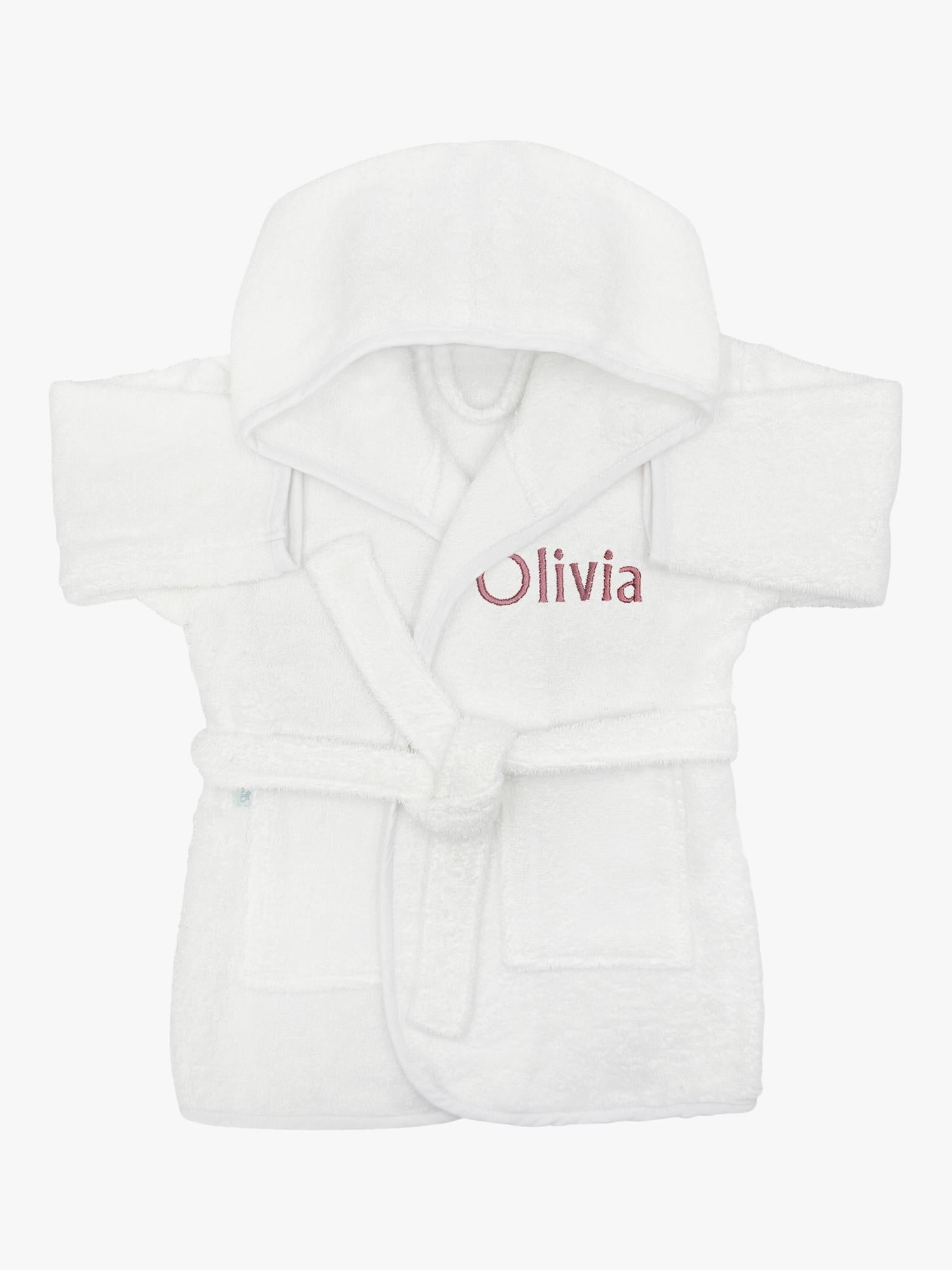 Babyblooms personalised bathrobe and towel set white pink, UK version