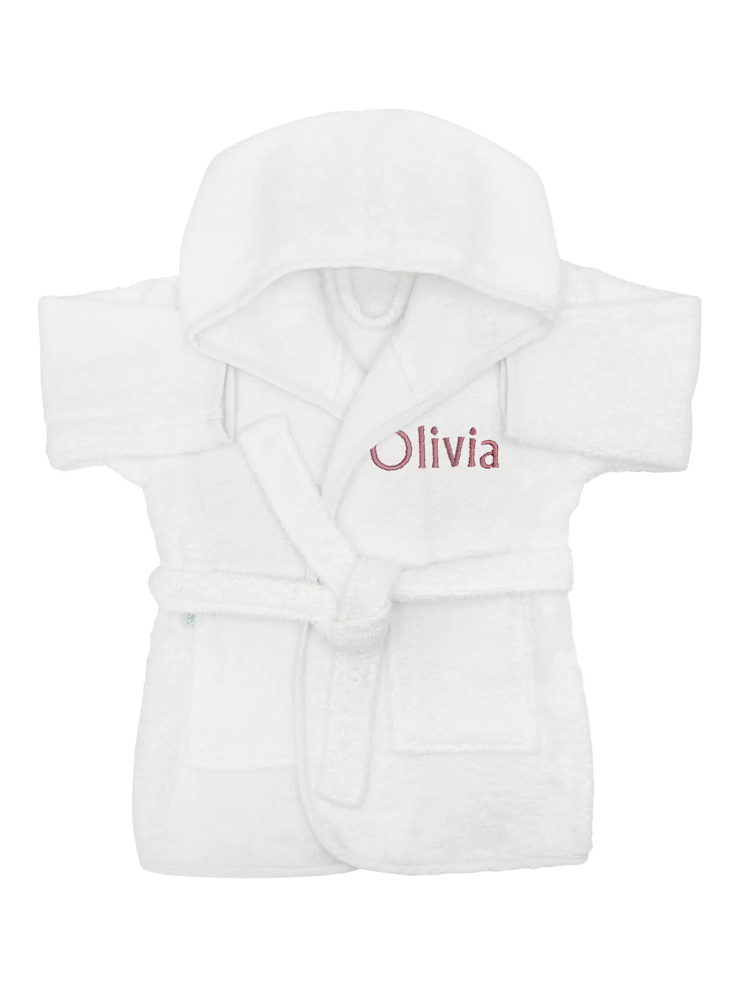 Babyblooms personalised bathrobe and towel set white pink, UK version