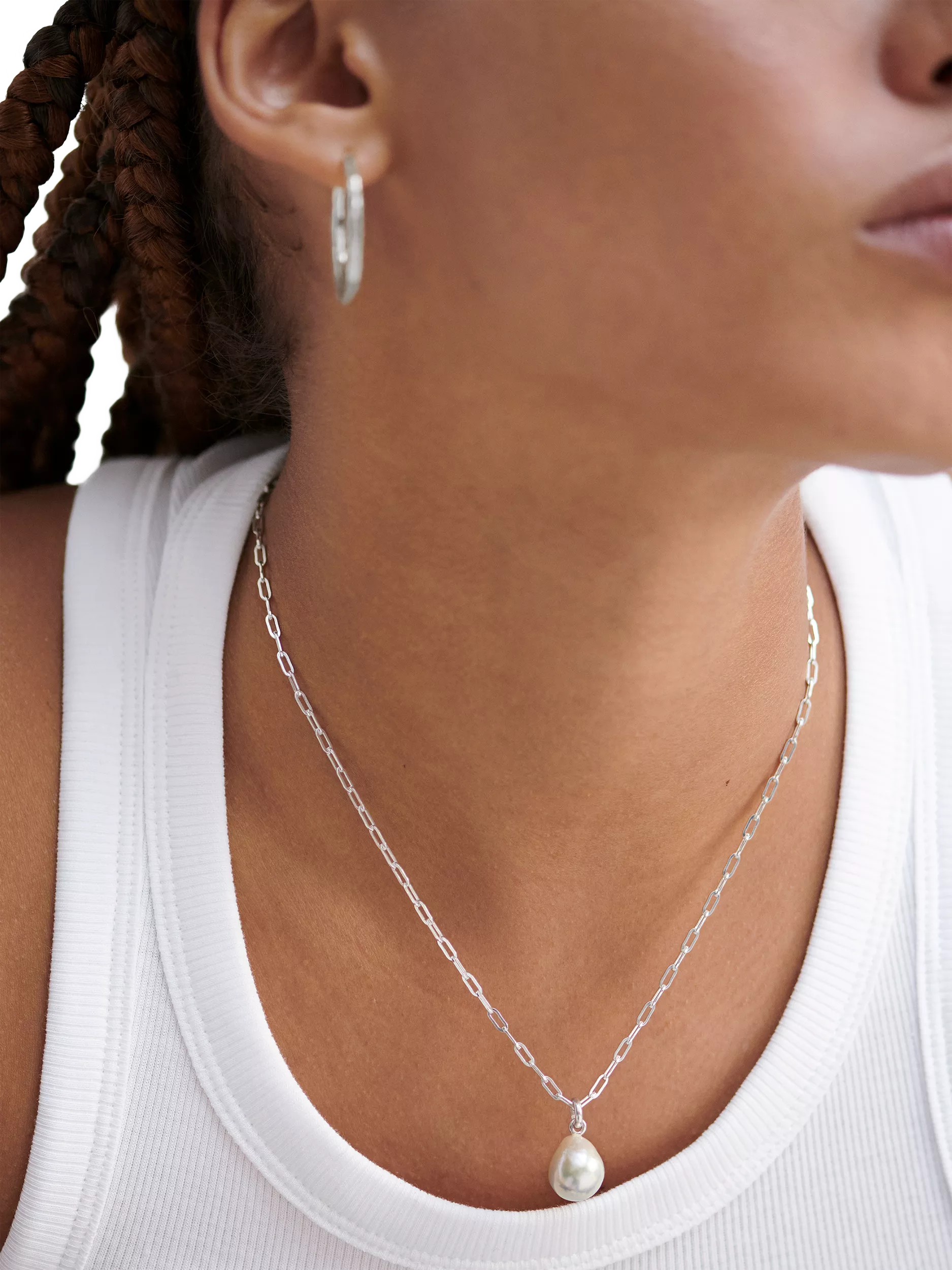 Monica Vinader sterling silver paperclip chain necklace, UK version