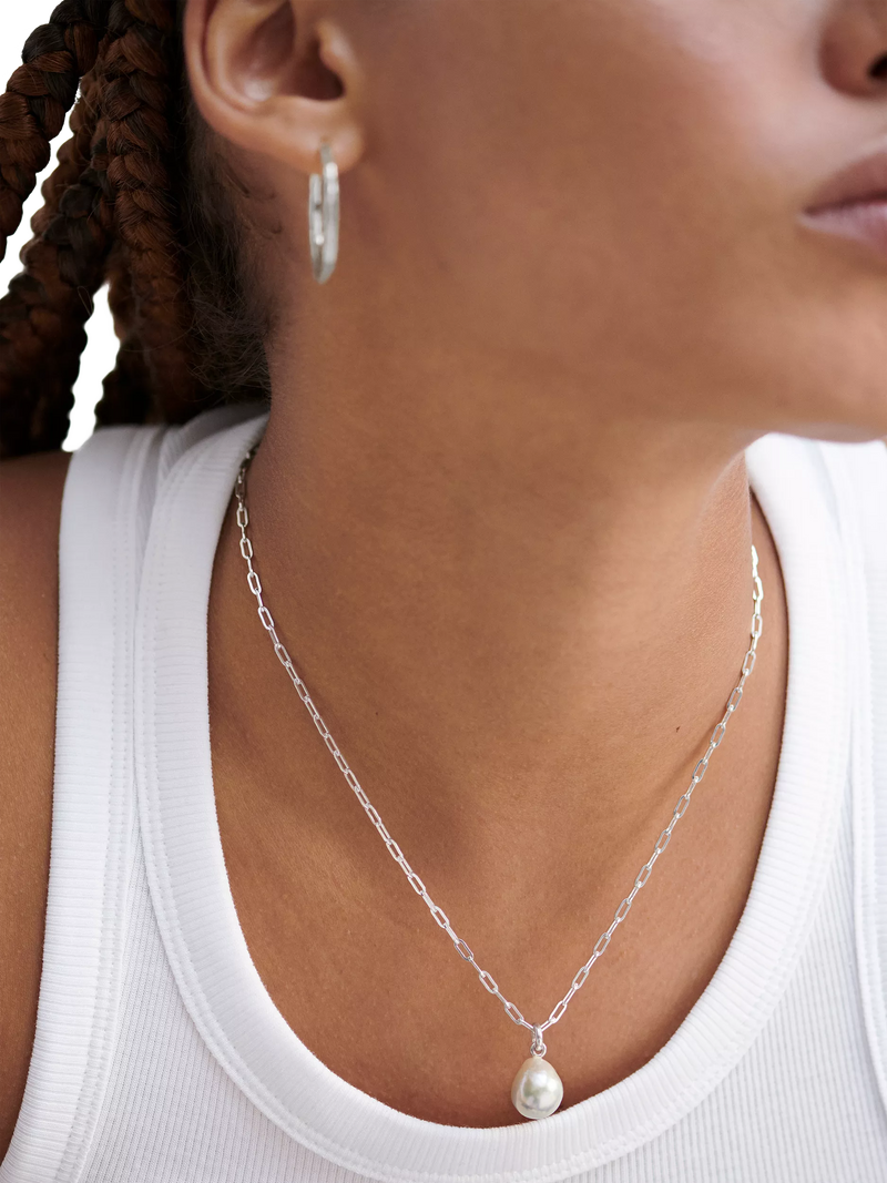 Monica Vinader sterling silver paperclip chain necklace, UK version