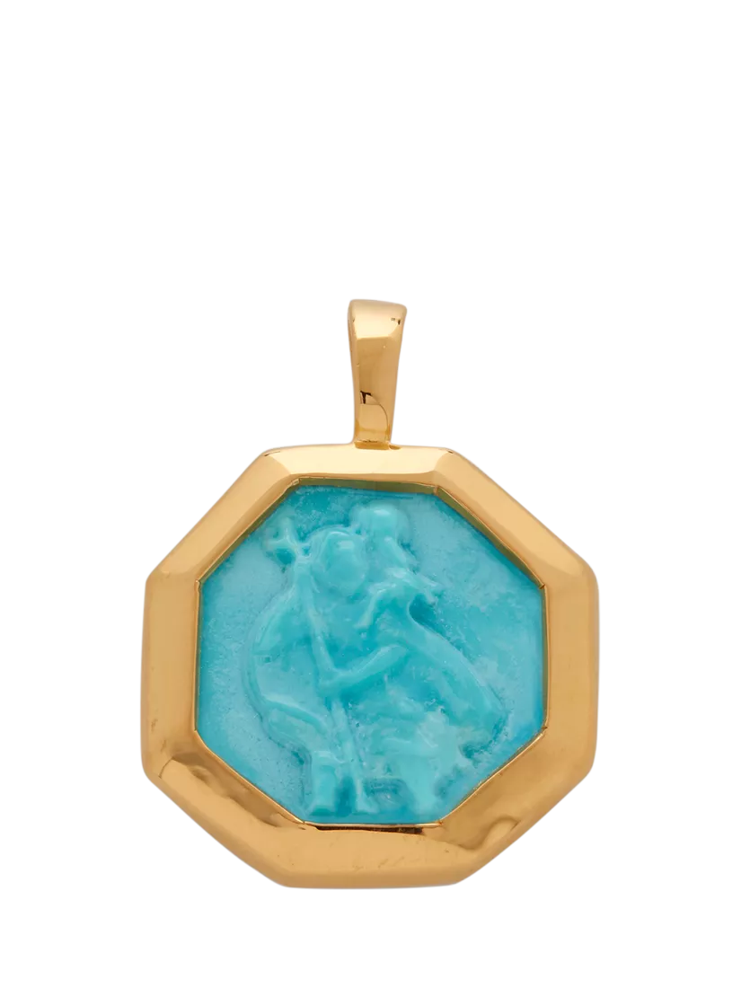 Monica Vinader St. Christopher charm gold vermeil turquoise (British brand)