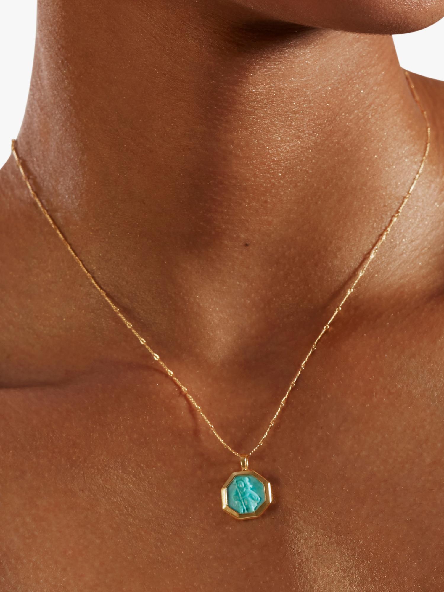 Monica Vinader St. Christopher charm gold vermeil turquoise (British brand)