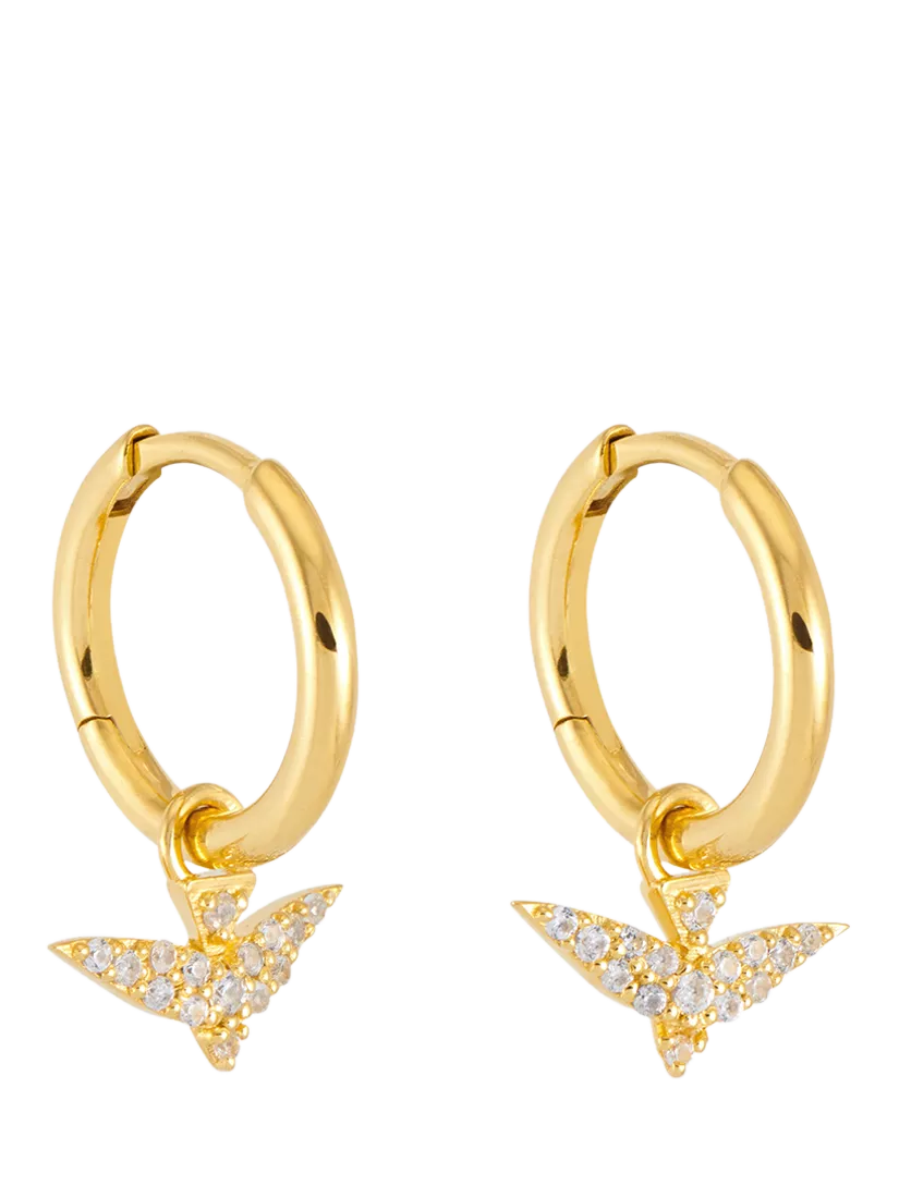 Rachel Jackson dreamcatcher pavé bird huggie hoop earrings 12mm (British brand)