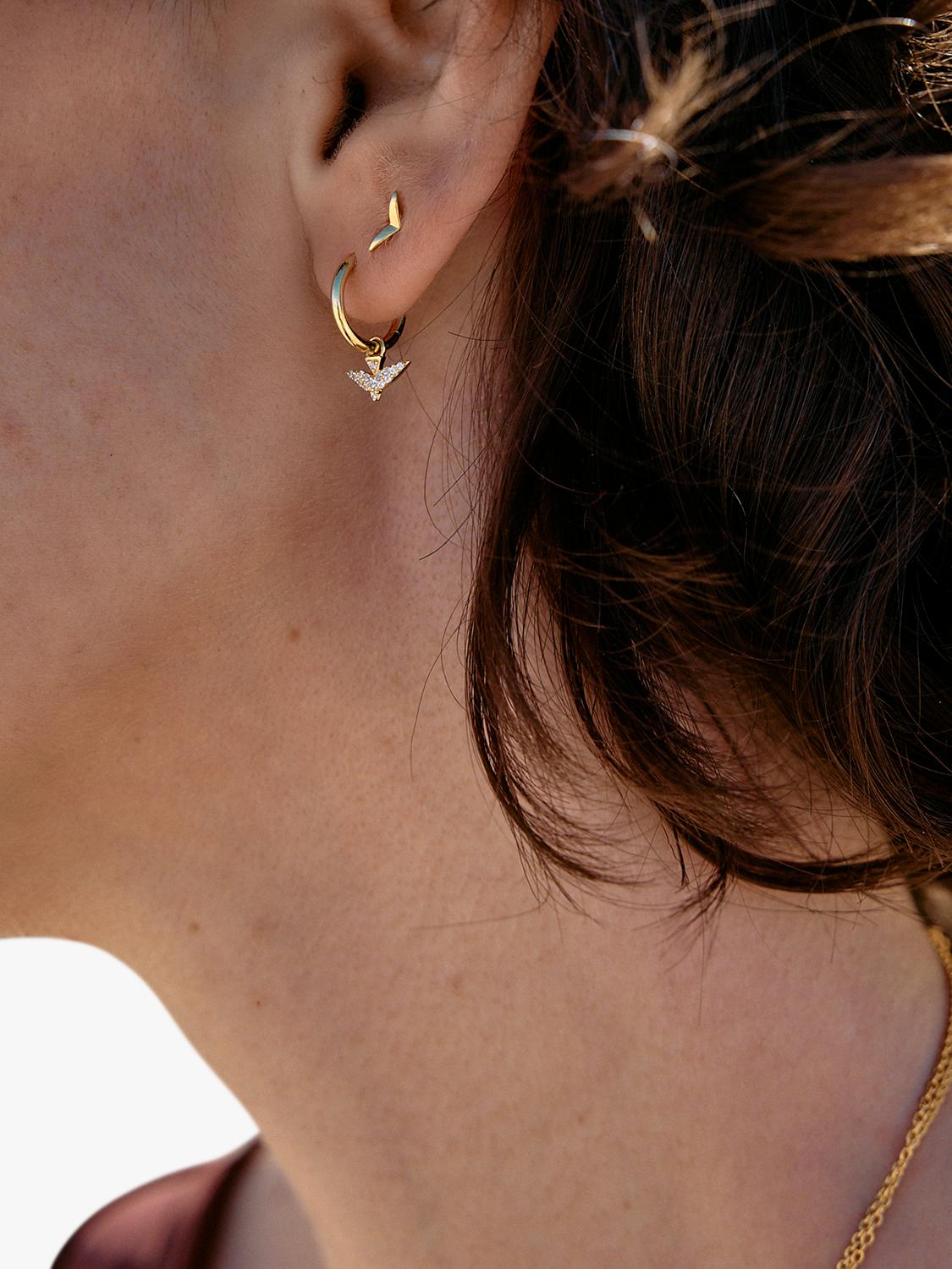 Rachel Jackson dreamcatcher pavé bird huggie hoop earrings 12mm (British brand)