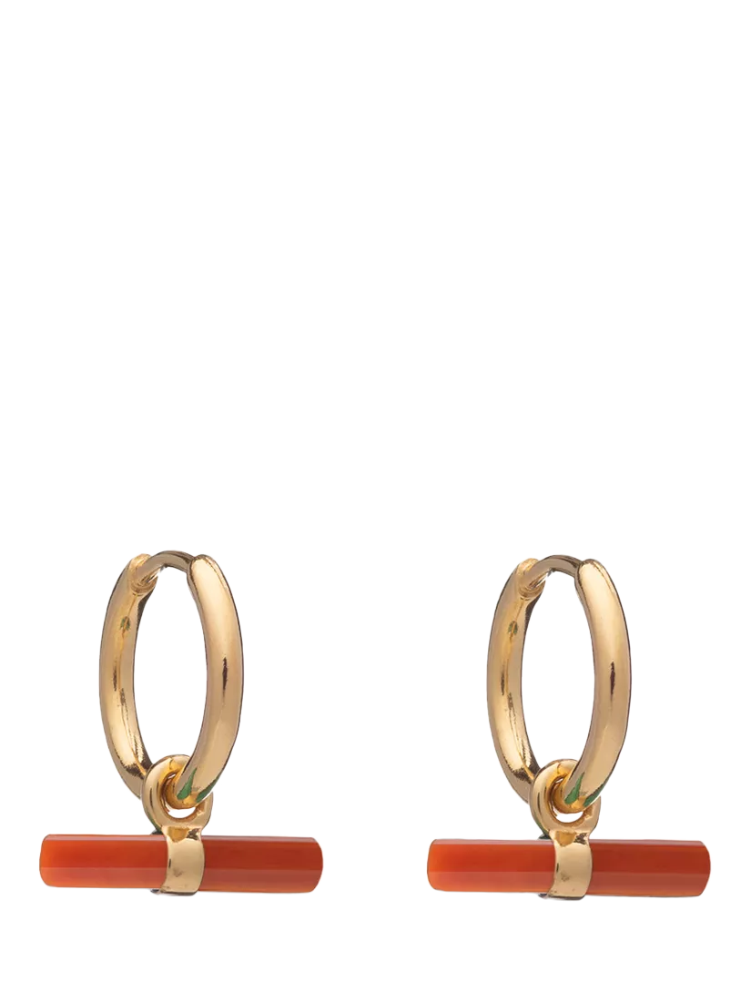Rachel Jackson London Carnelian huggie hoop earrings (British brand)