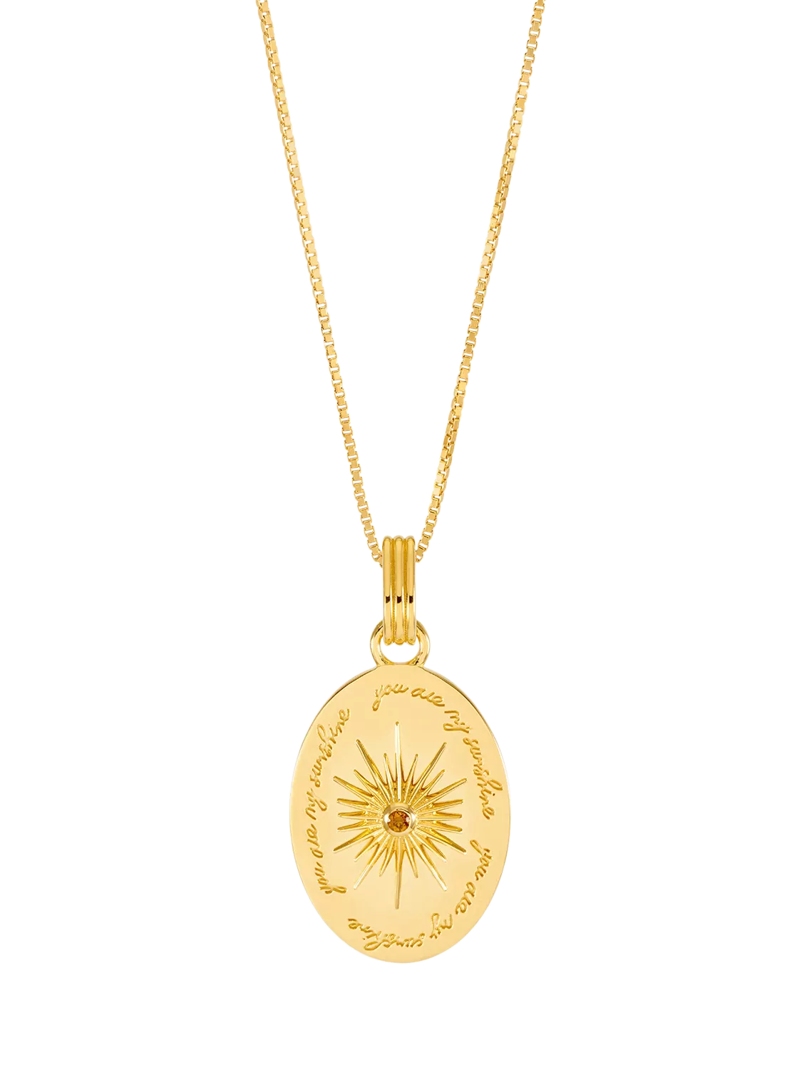 Rachel Jackson London citrine engraved sunshine pendant necklace gold, UK version