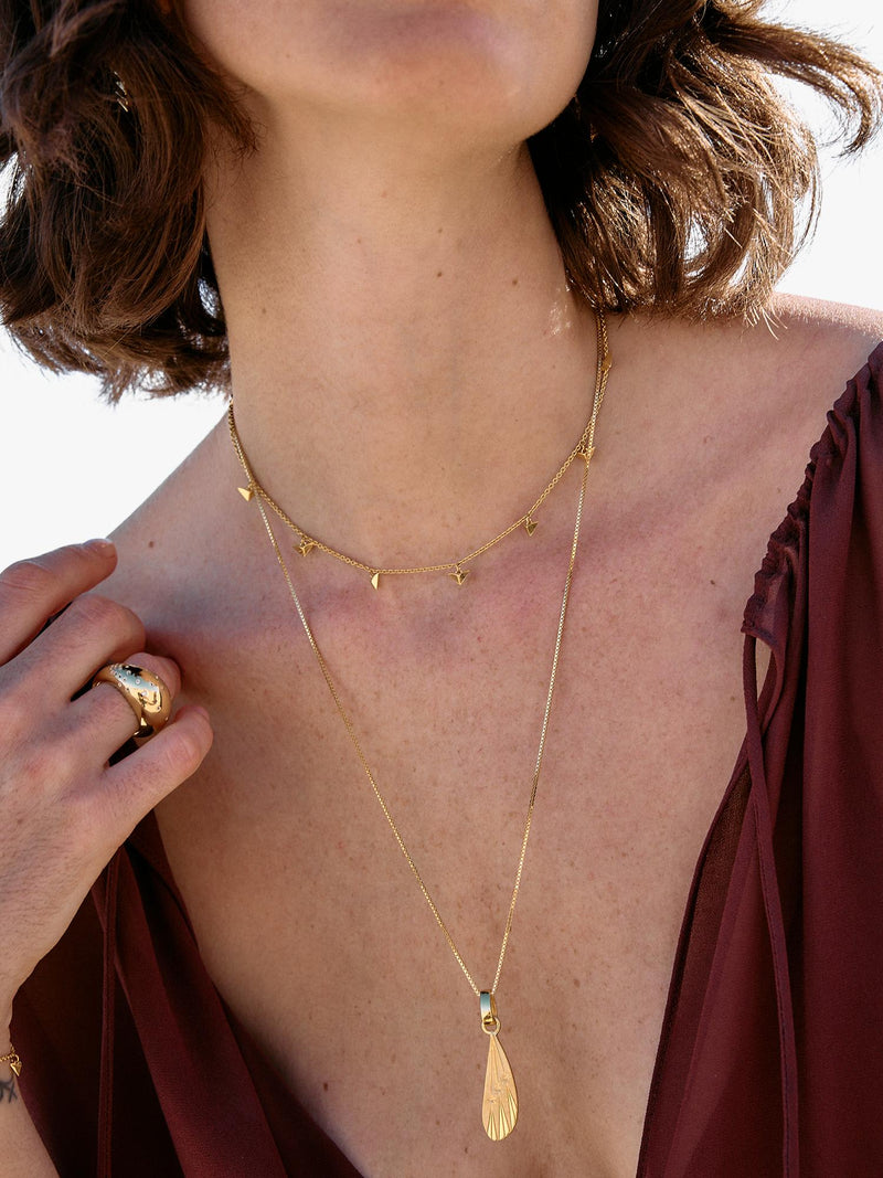 Rachel Jackson London Dreamcatcher Celestial Wing Necklace in Gold, UK version