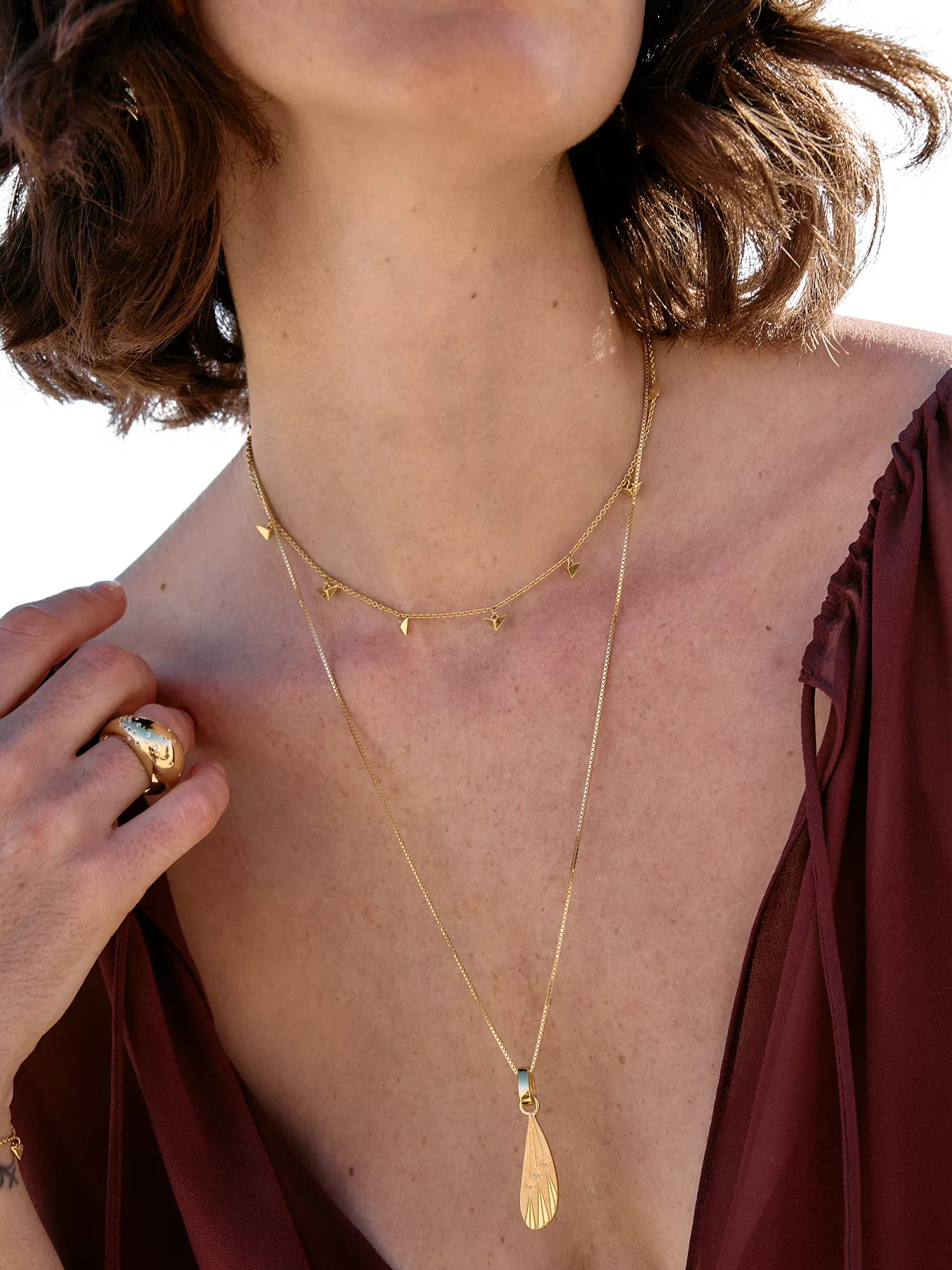 Rachel Jackson London Dreamcatcher Celestial Wing Necklace in Gold, UK version