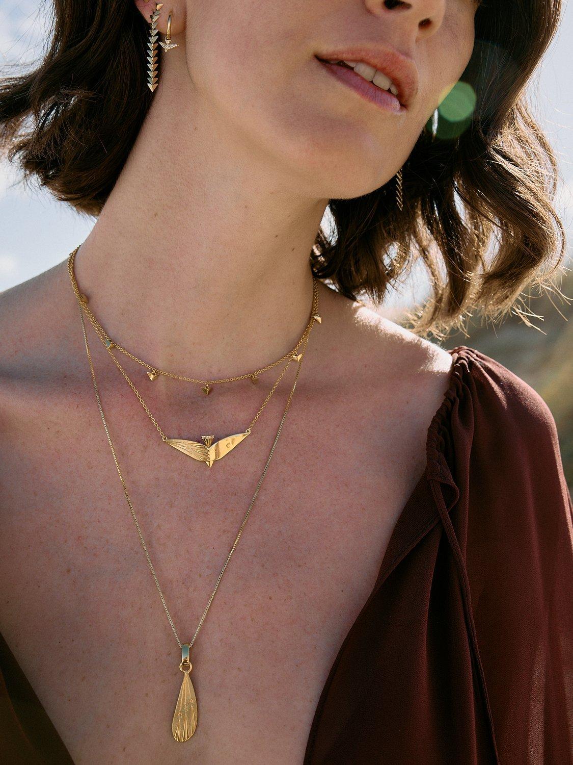 Rachel Jackson Dreamcatcher Celestial Bird Necklace gold, UK version