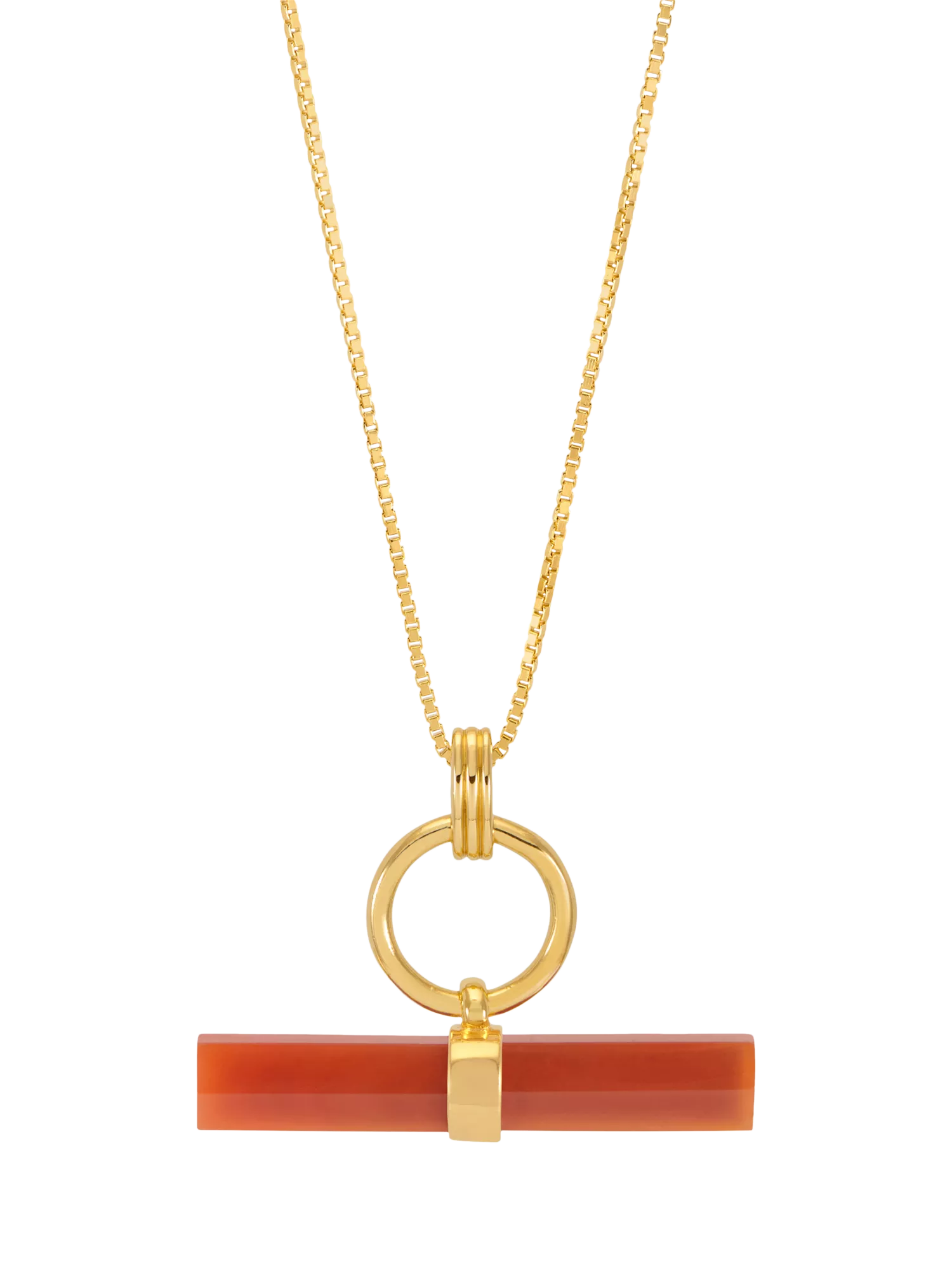 Rachel Jackson London Vitality Carnelian T-Bar Necklace Gold (British brand)