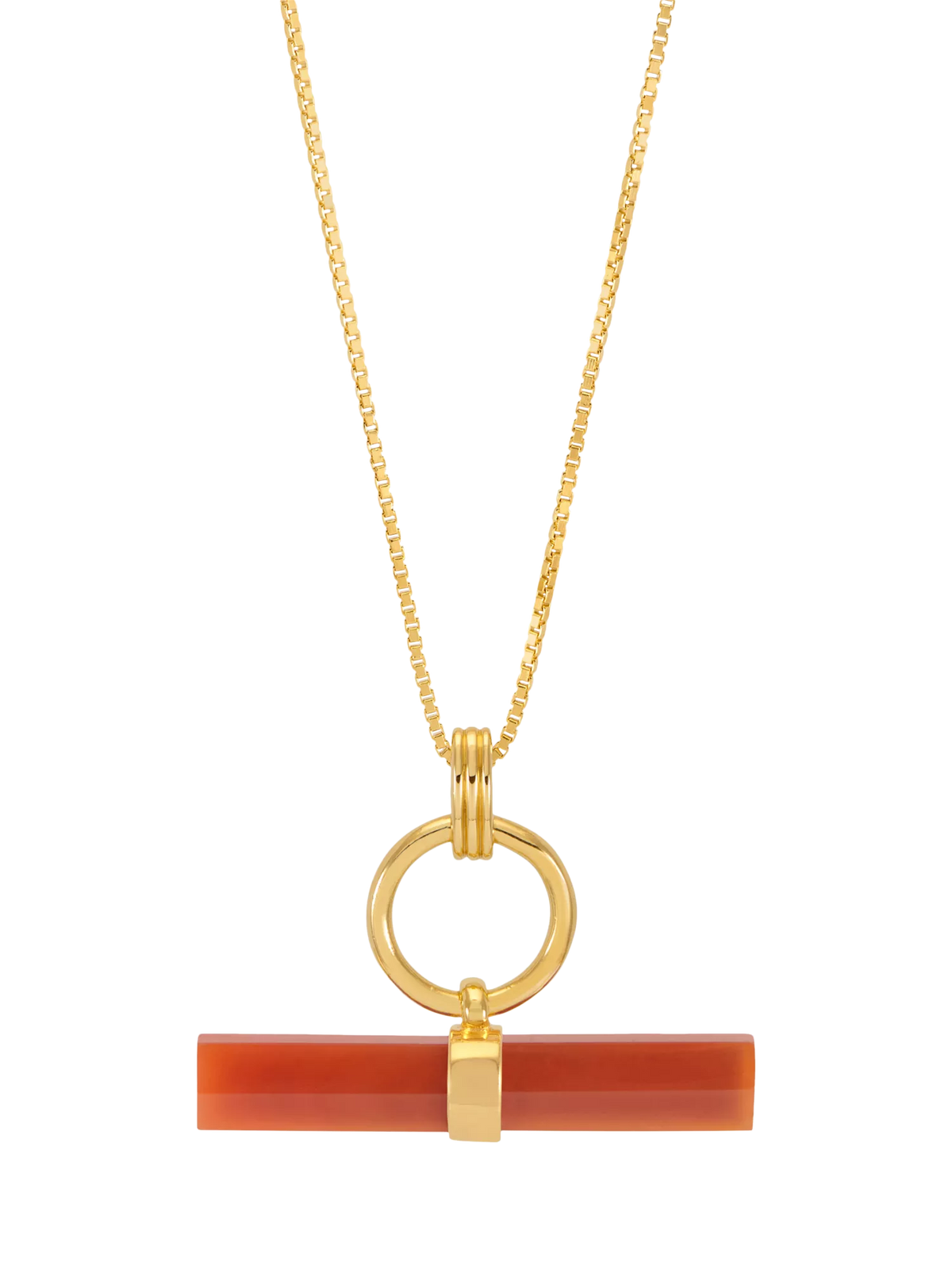 Rachel Jackson London Vitality Carnelian T-Bar Necklace Gold (British brand)