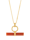 Rachel Jackson London Vitality Carnelian T-Bar Necklace Gold (British brand)