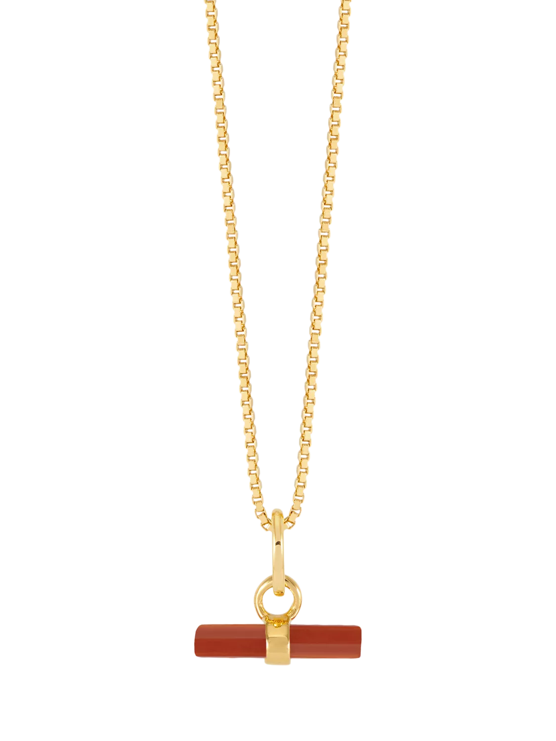 Rachel Jackson London Vitality Carnelian T-Bar Necklace Gold (British brand)
