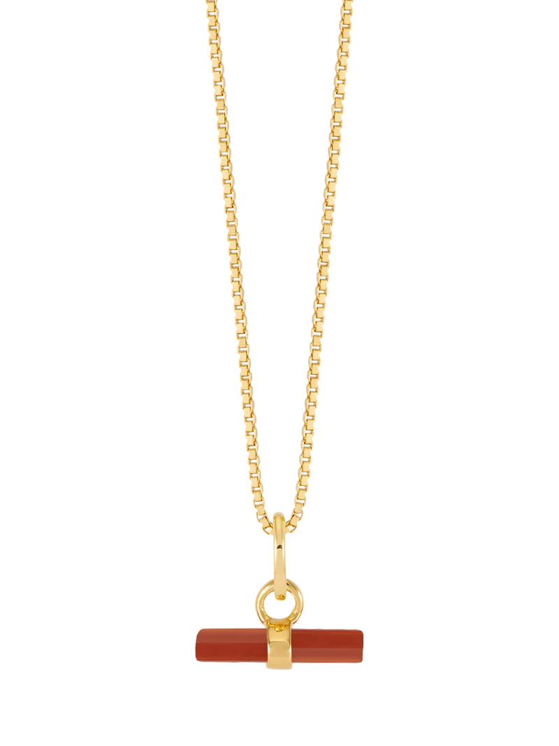 Rachel Jackson London Vitality Carnelian T-Bar Necklace Gold (British brand)