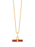 Rachel Jackson London Vitality Carnelian T-Bar Necklace Gold (British brand)