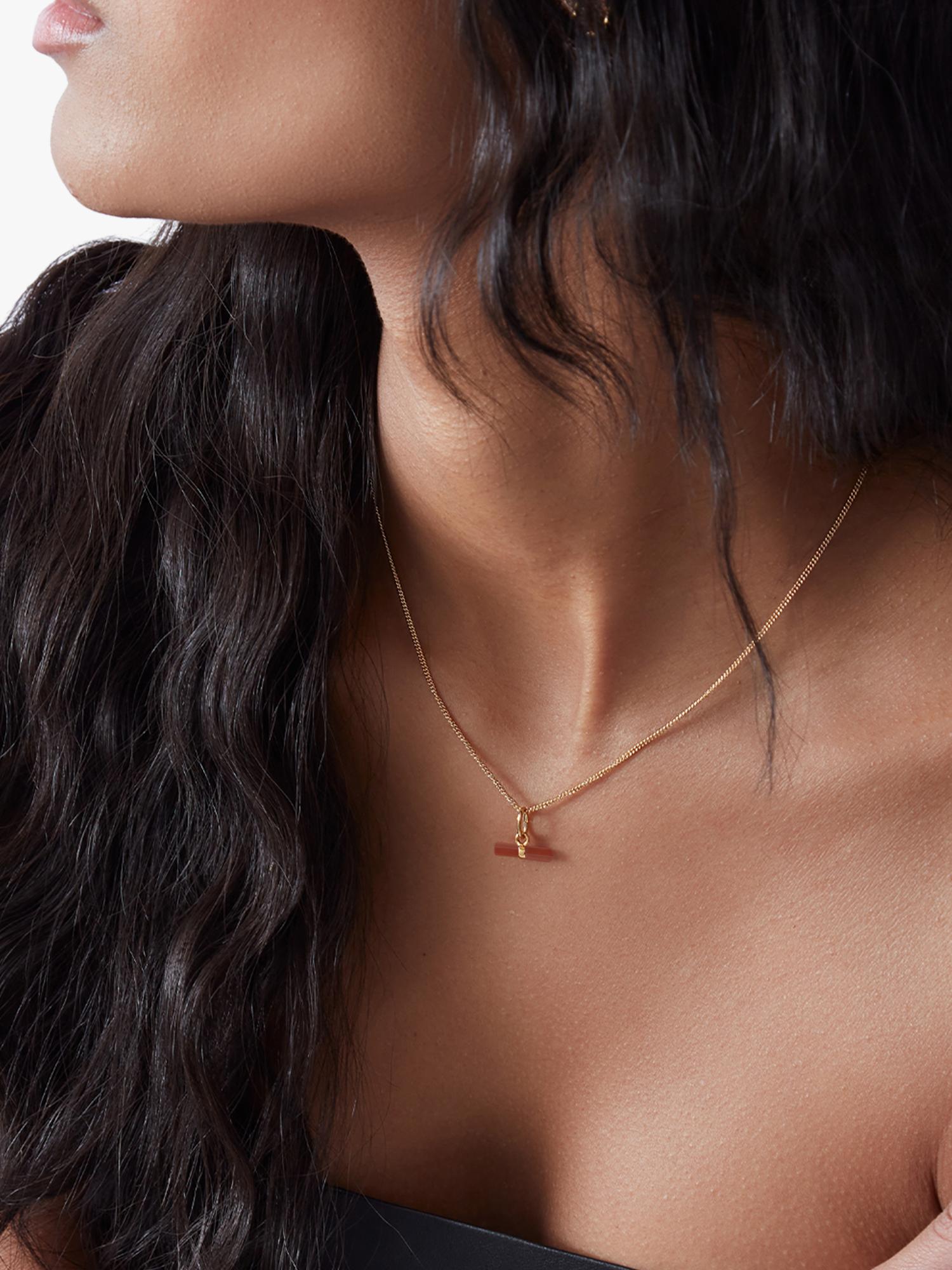 Rachel Jackson London Vitality Carnelian T-Bar Necklace Gold (British brand)
